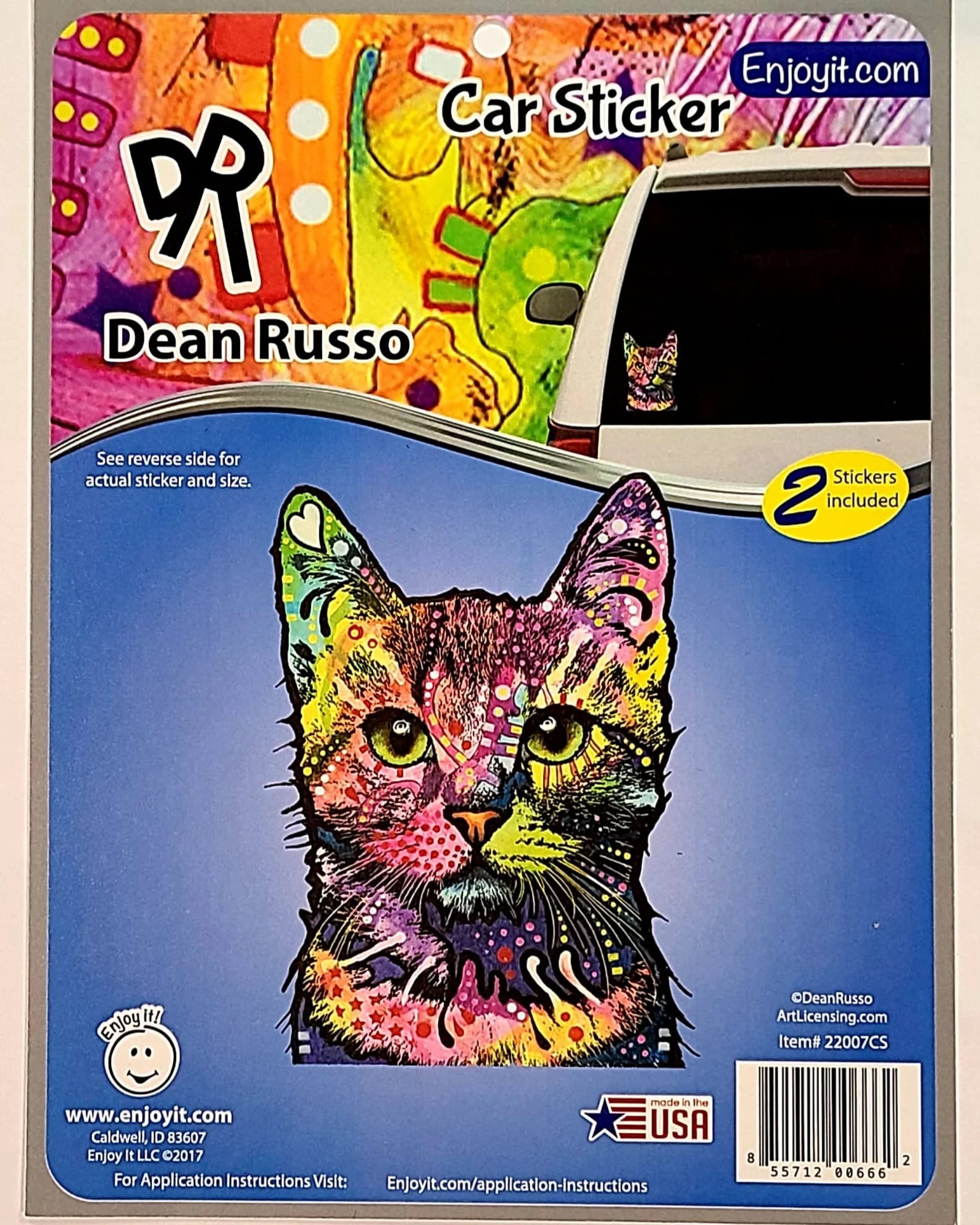 Enjoy It Dean Russo Cat Car Stickers, Outdoor Rated Vinyl Stickers Decal For Windows, Bumpers, Laptops Or Crafts (1 Small & 1 Me