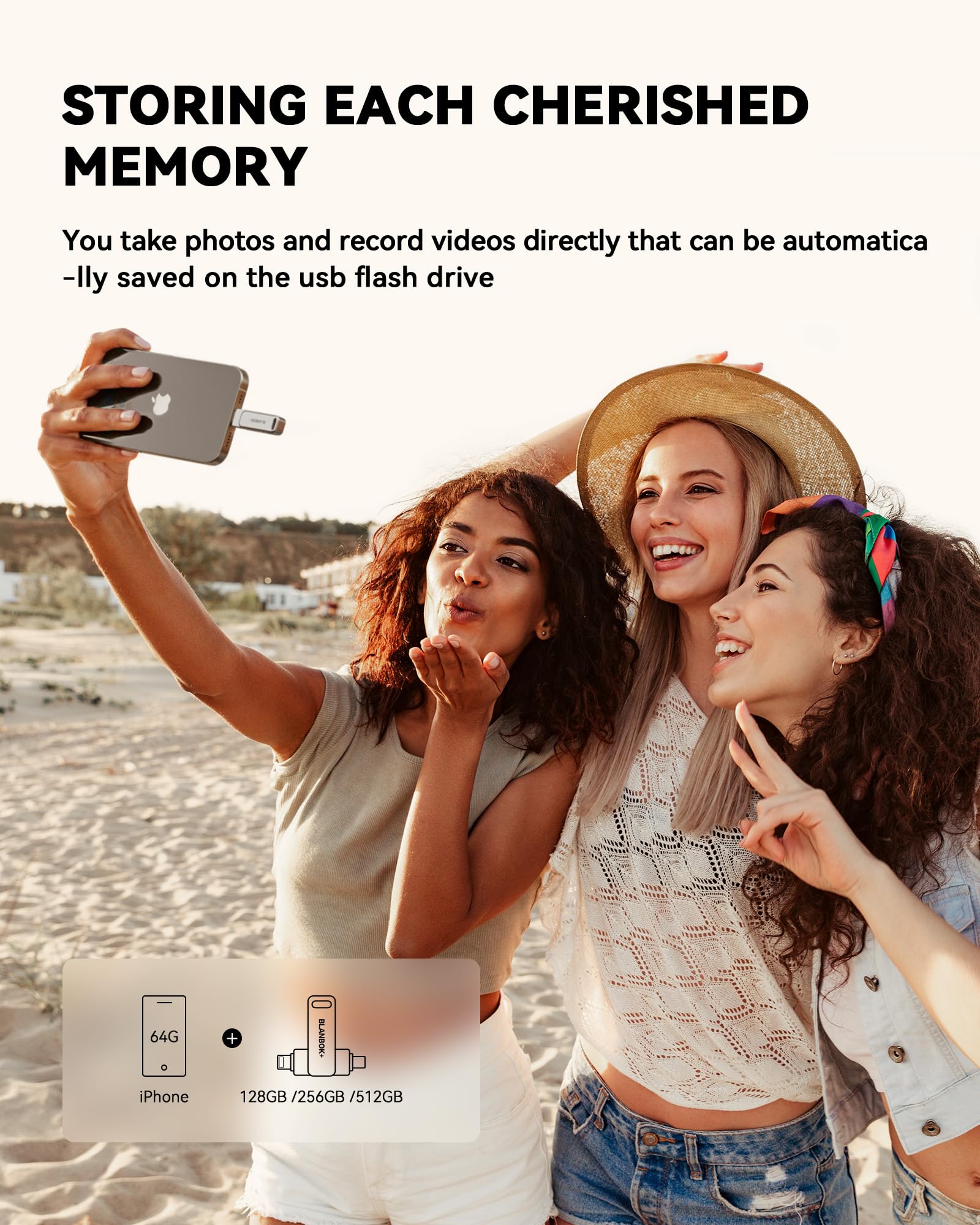 BLANBOK+ MFi Certified 256GB Flash Drive for iPhone, USB Thumb Drive, Silver, High Speed Photo Storage for iPhone/iPad/Android/PC