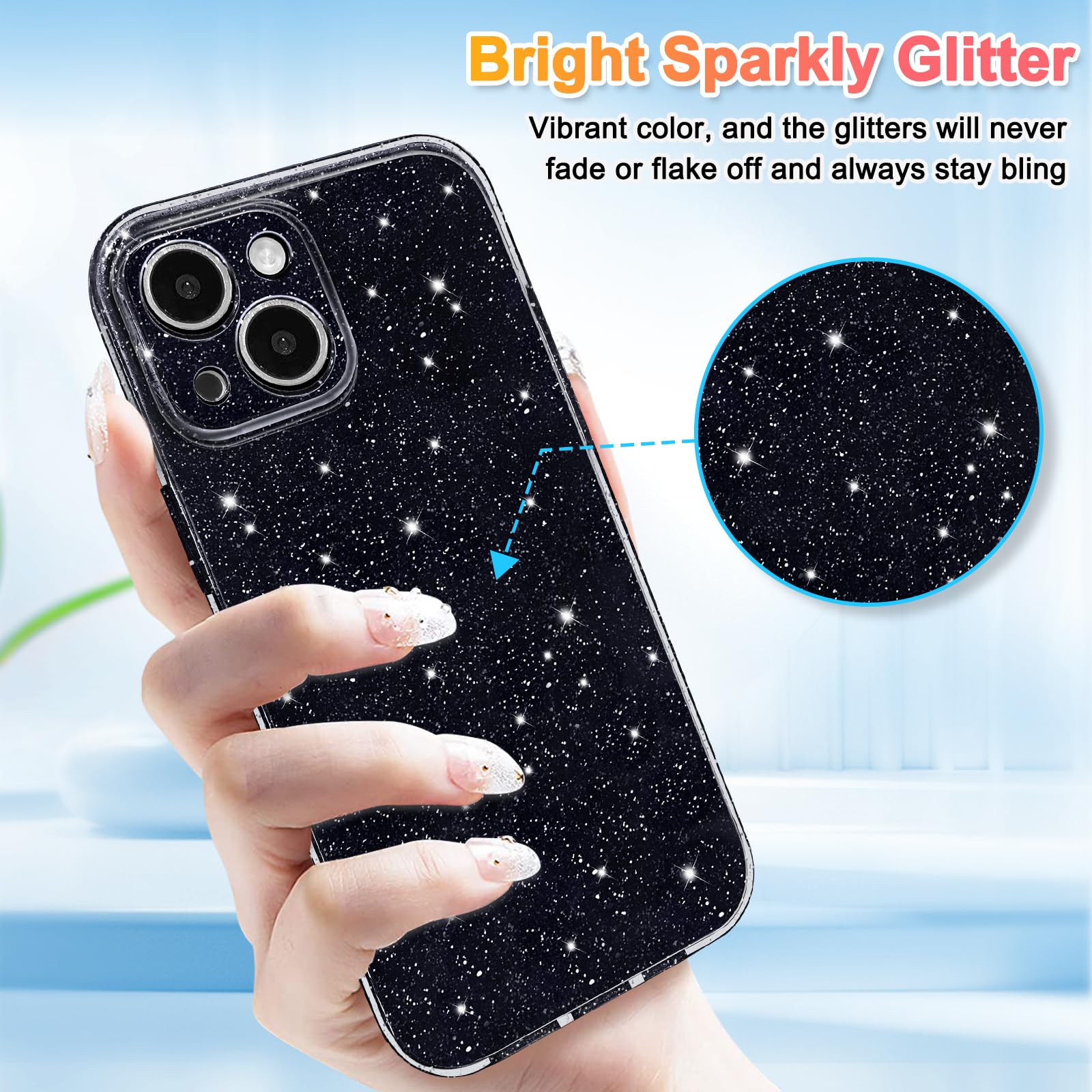 Hython Case For Iphone 13 Mini Case Glitter Cute Sparkly Shiny Bling Sparkle Phone Cases 5.4'', Thin Slim Fit Soft Tpu Bumper Sh