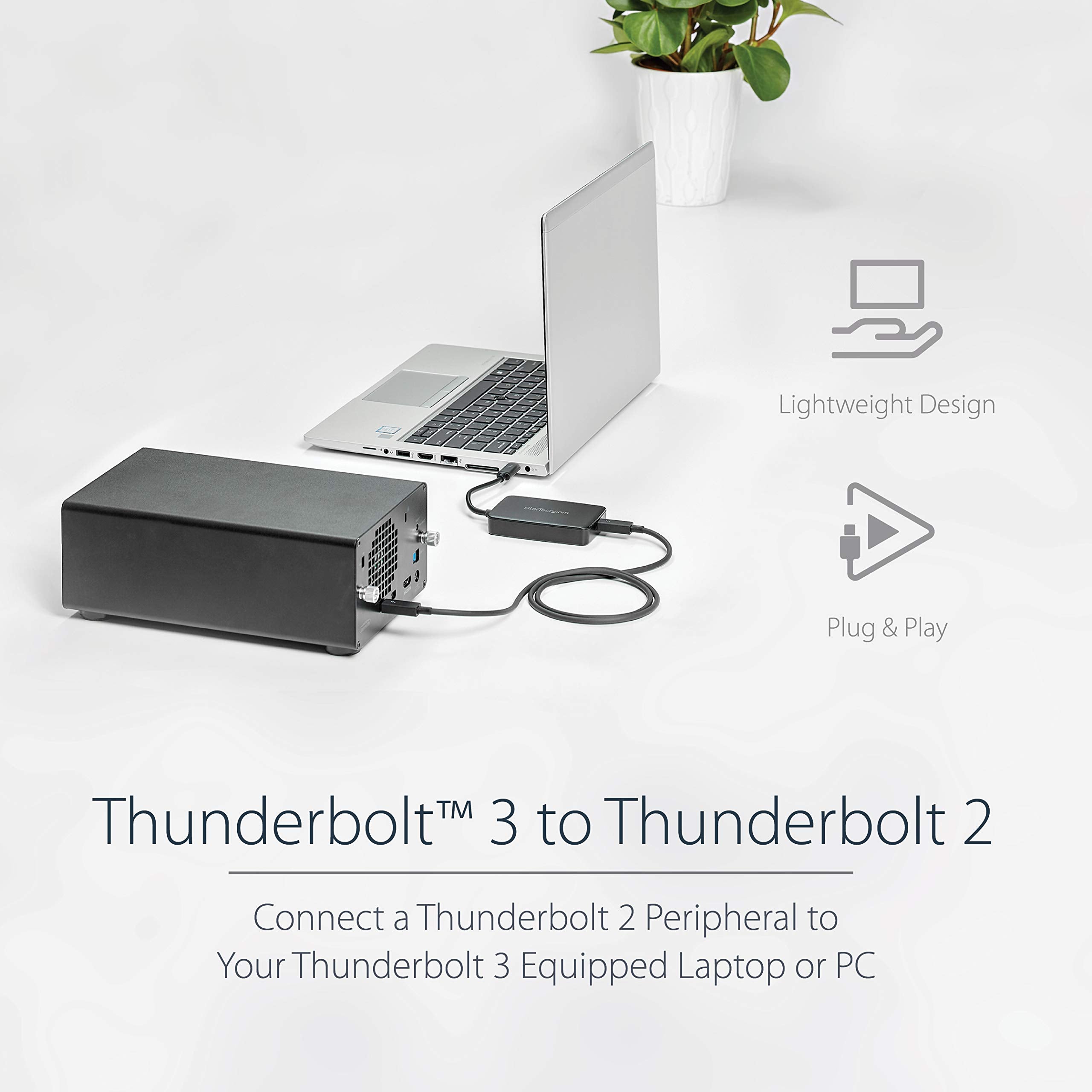Startech.Com Thunderbolt 3 To Thunderbolt 2 Adapter   Tb3 Laptop To Tb2 Displays/Devices   Thunderbolt 2 20Gbps Or Thunderbolt 1