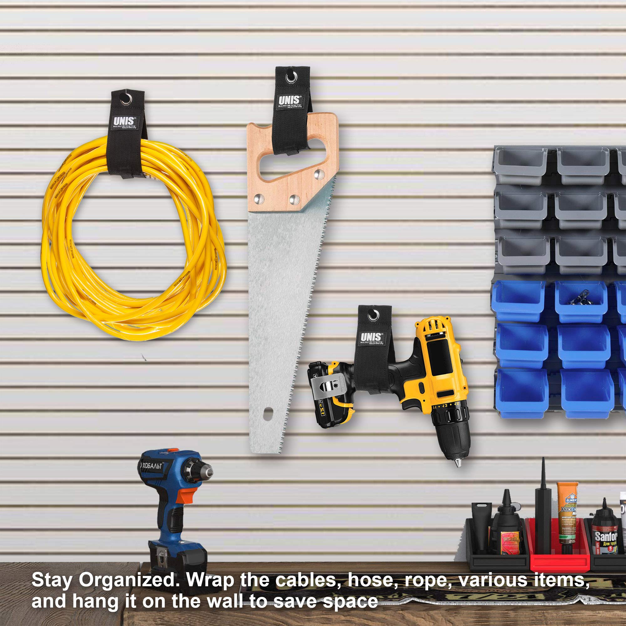 8 Pack Heavy Duty Large 13 Inch Extension Cord Storage Extendable Cable Ties Strap Loop Hanger Organizer For Cable, Hose, Power