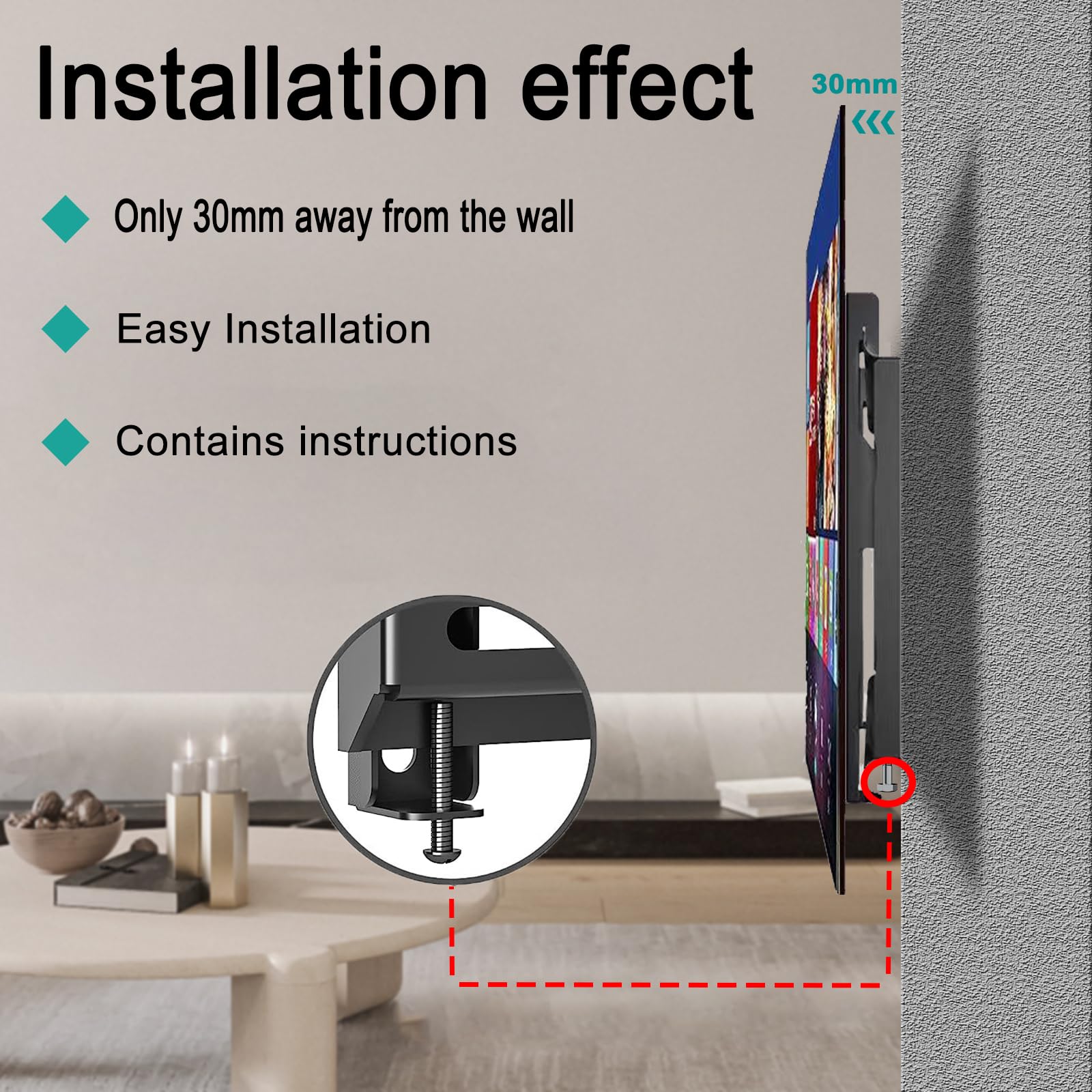 Asmxqy Fixed Tv Wall Mount Bracket For 14 42 Inch Flat Screen Tvs & Monitors, Universal Tv Monitor Mount,Low Profile Tv Mount Br