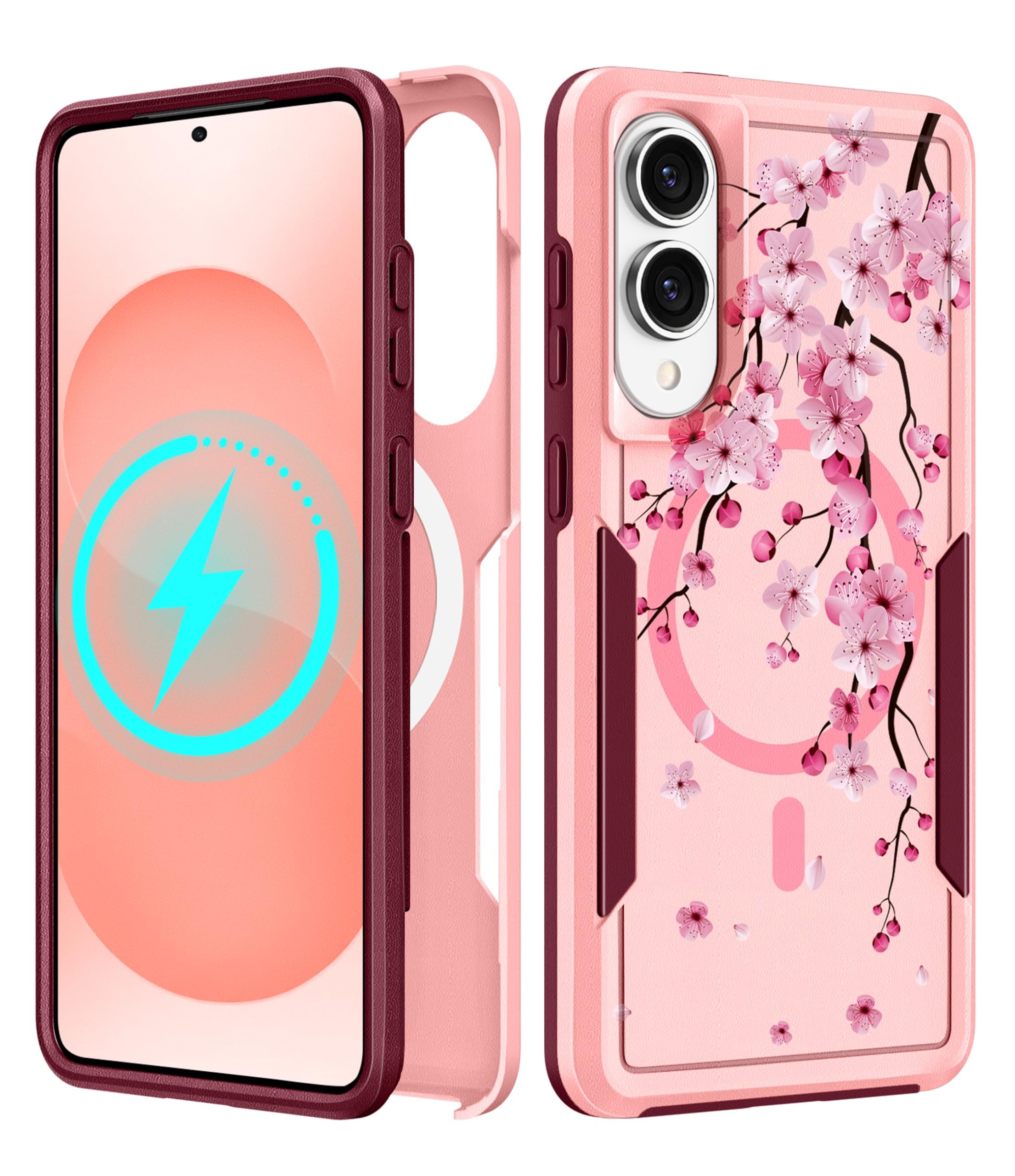 LISEVO for Samsung Galaxy S25 Edge Case - Compatible with MagSafe Women Girls Cute Magnetic Protective Phone Cover Girly Flowers
