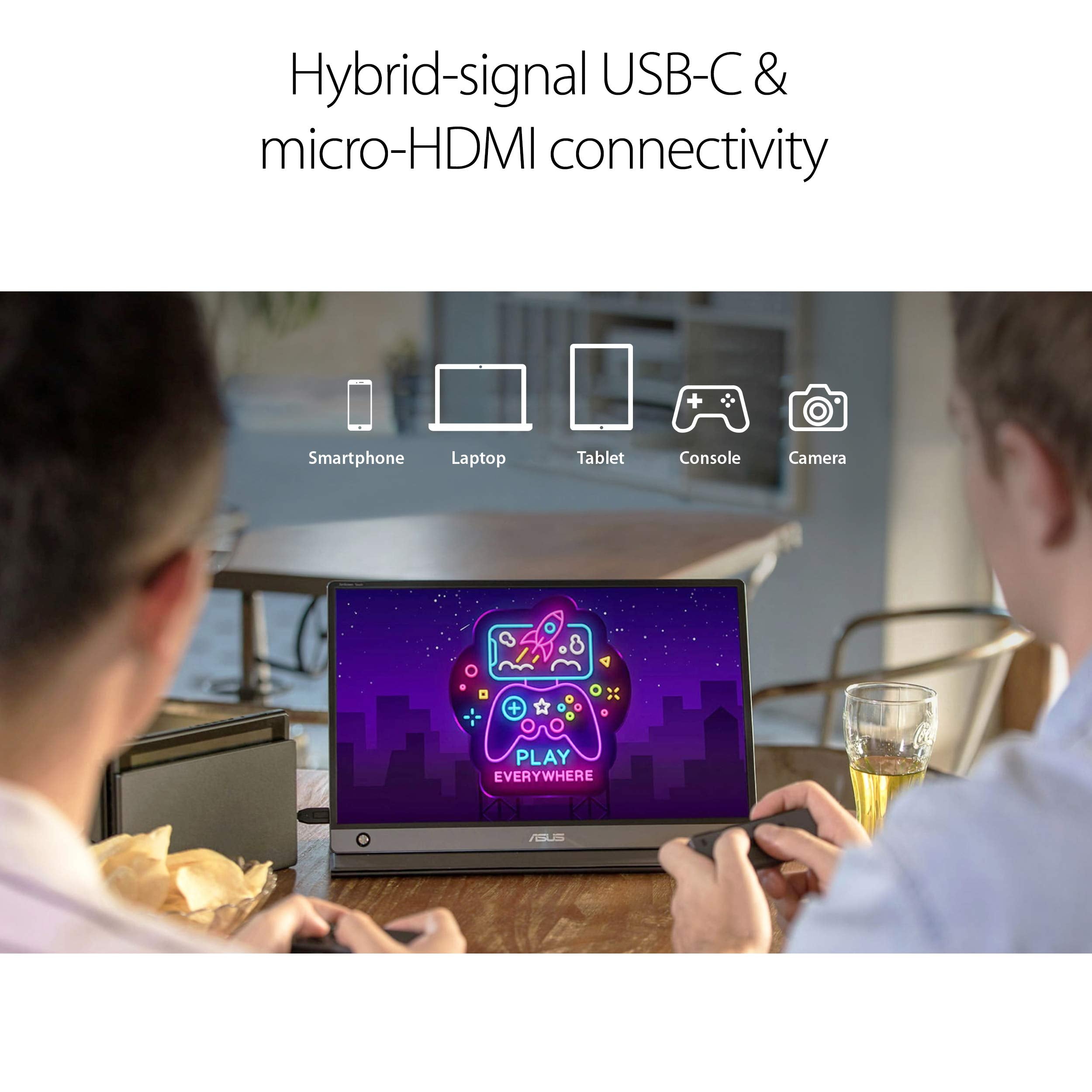 Asus Zenscreen Mb16Amt 15.6'' Full Hd Portable Monitor Touch Screen Ips Non Glare Built In Battery And Speakers Eye Care Usb Typ