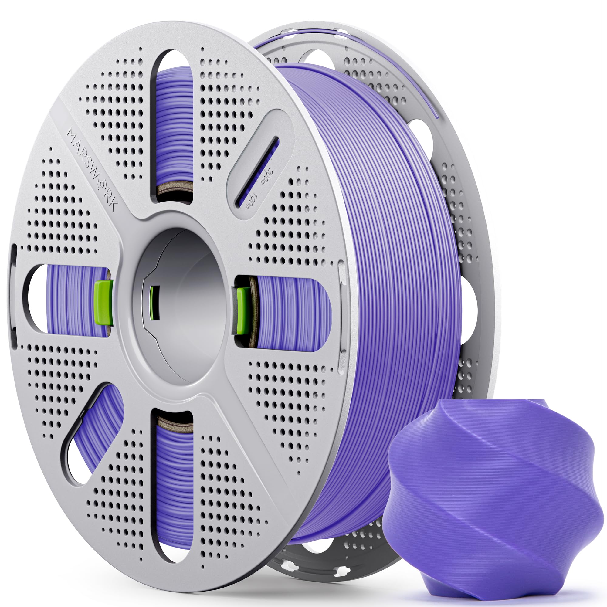 MarsWork PLA Basic, Pre-Dried Filament with Quick-Swap Reusable Spool 1kg (2.2lbs), 1.75mm 3D Printing Filament Lavender, Compat