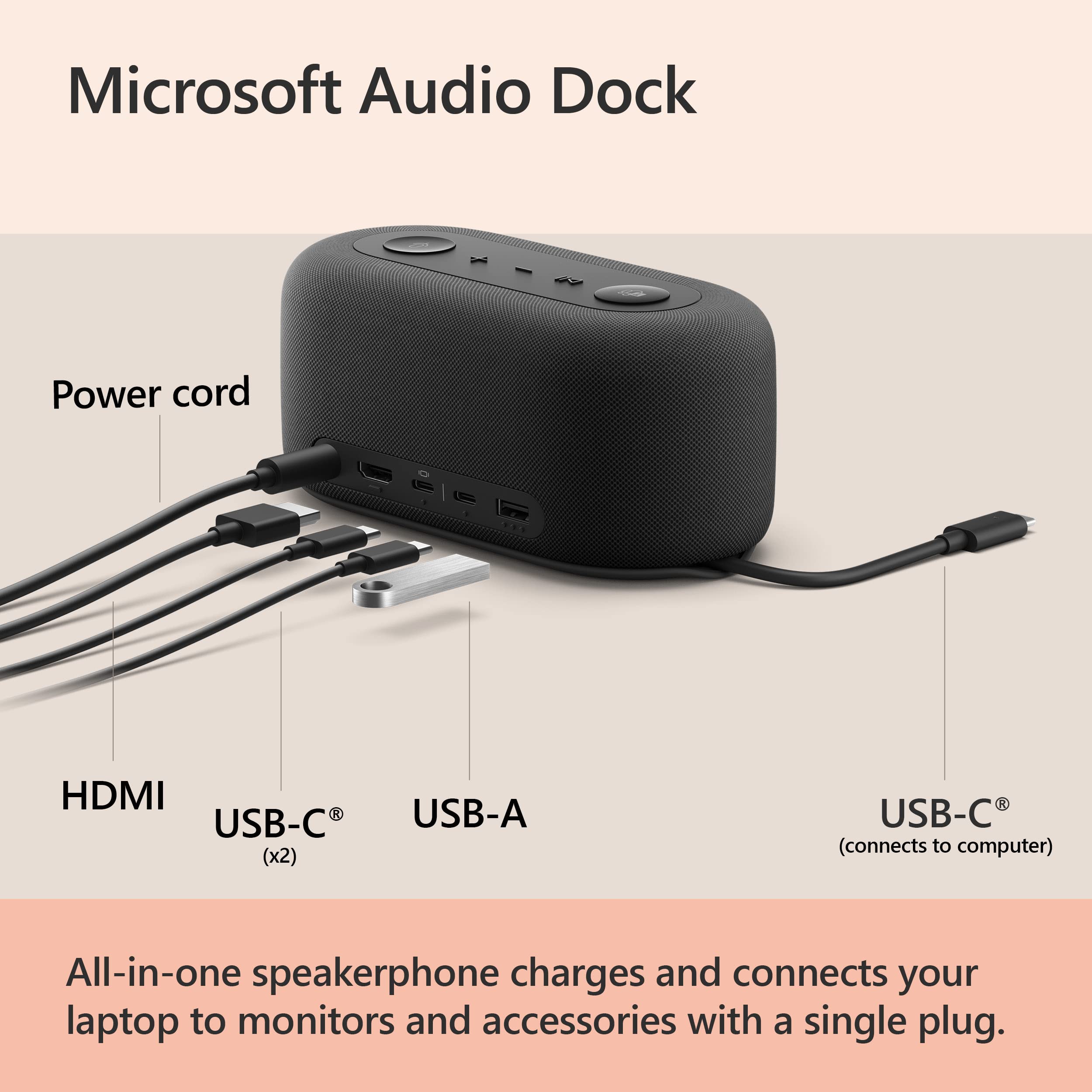 Microsoft Audio Dock   Teams Certified Usb C Dock Hdmi 2.0 Usb A Usb C X 2 Ports Pass Through Charging Audio Speaker Phone Works