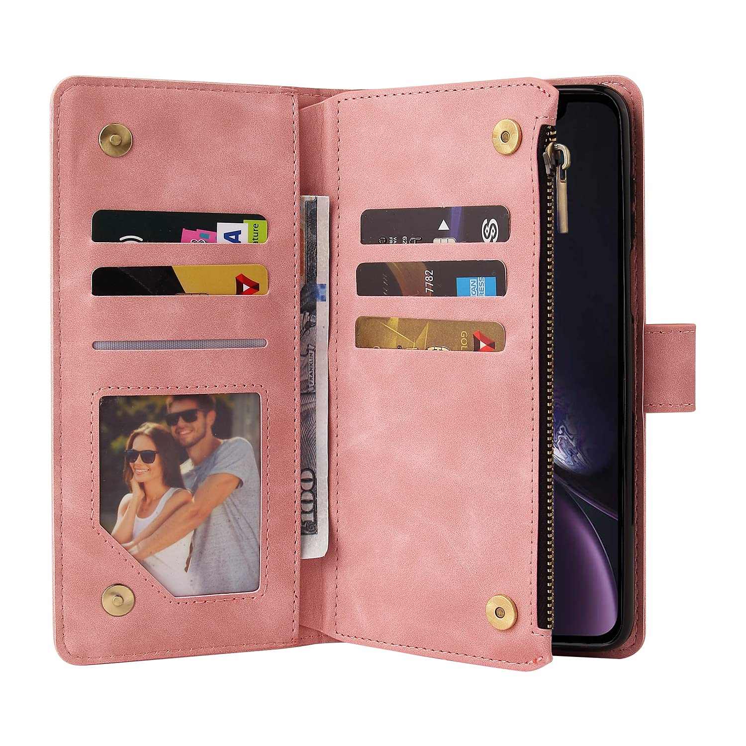 Lbyzcase Phone Case For Iphone Xr,Iphone Xr Wallet Case,Luxury Folio Flip Leather Cover[Zipper Pocket][Magnetic Closure][Wrist S