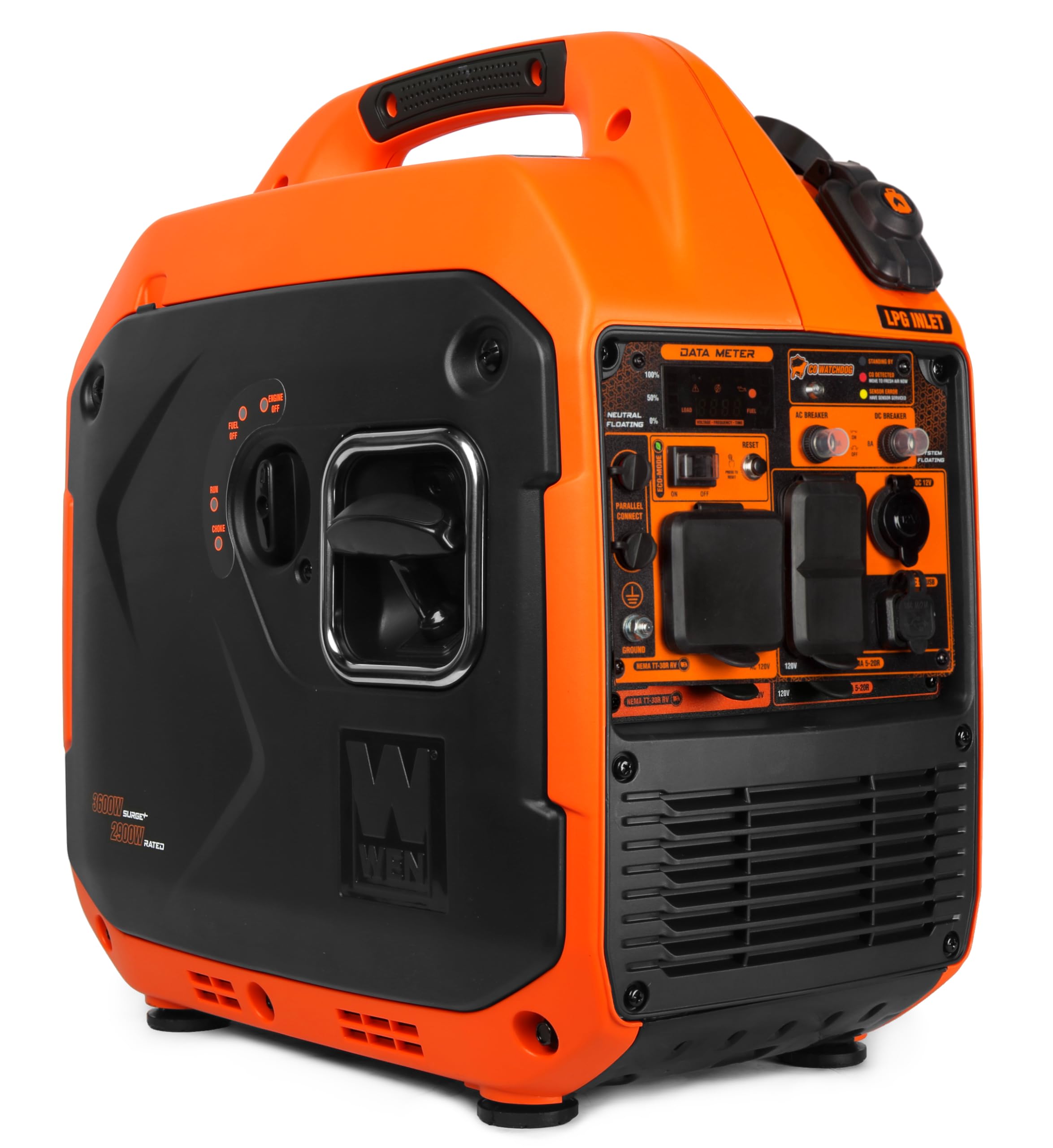 Wen Quiet And Lightweight 3600-Watt Dual Fuel Rv-Ready Portable Inverter Generator With Fuel Shut Off And Co Watchdog (Df360Ix),