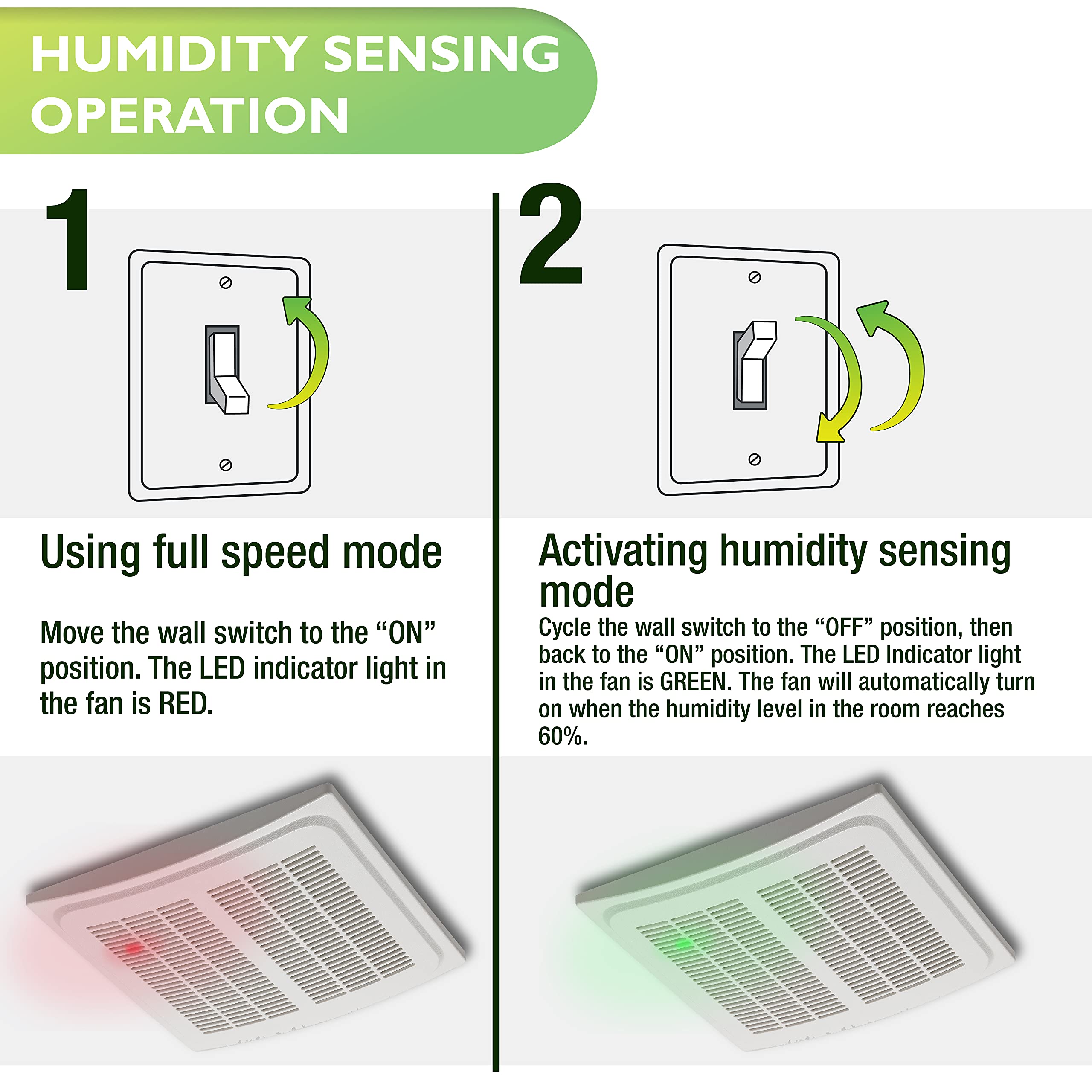 Homewerks Bathroom Vent Fan 7136-02HW, 140 CFM, Humidity Sensor, Whisper Quiet, Energy Star Rated