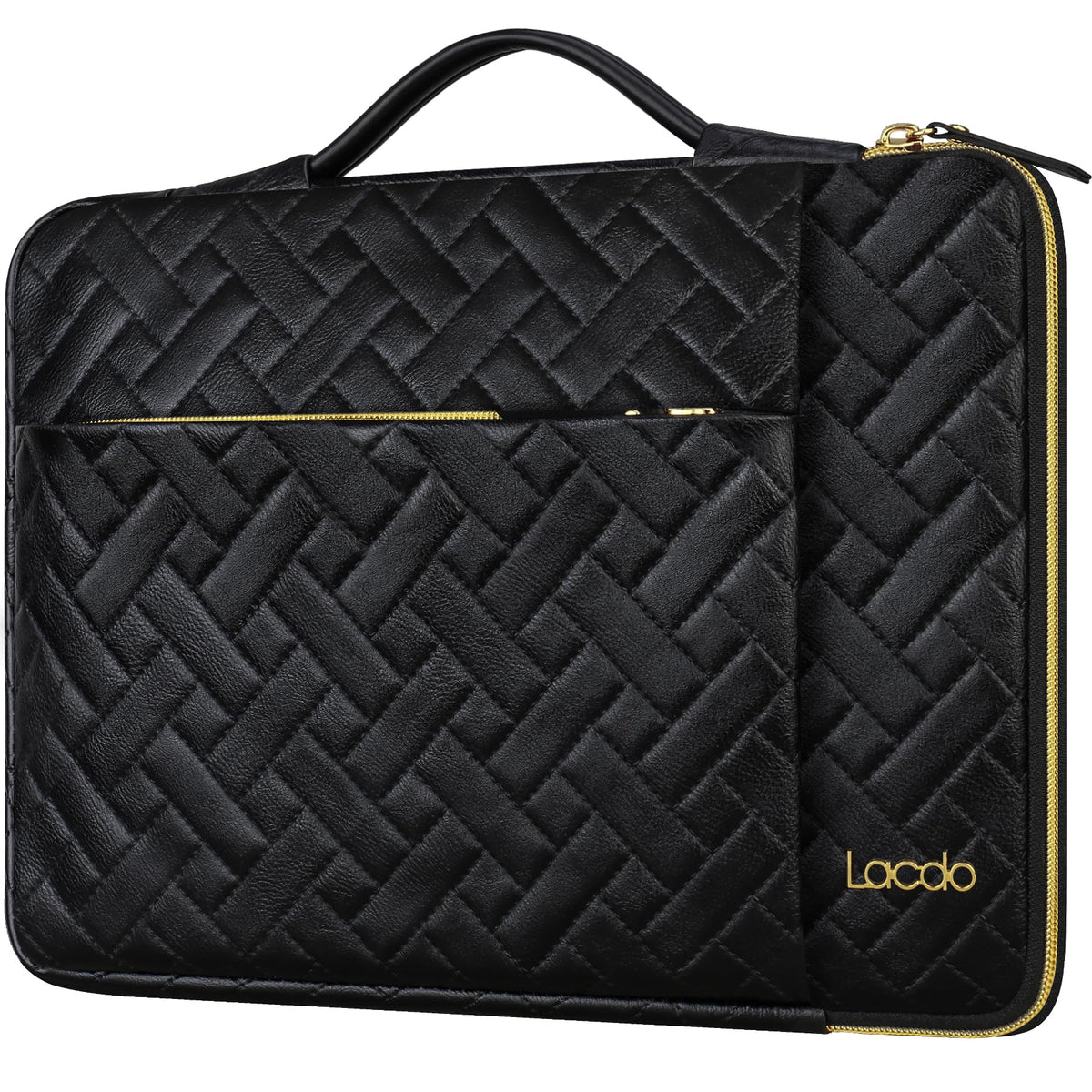 Lacdo 360° Protective Laptop Sleeve Case for 15 inch New MacBook Air M3 A3114 M2 A2941 2024-2023, 15 inch MacBook Pro A1990 A1707, Dell XPS 15 Plus 2022-2020 Computer Bag Water-Resistant,Elegant Black