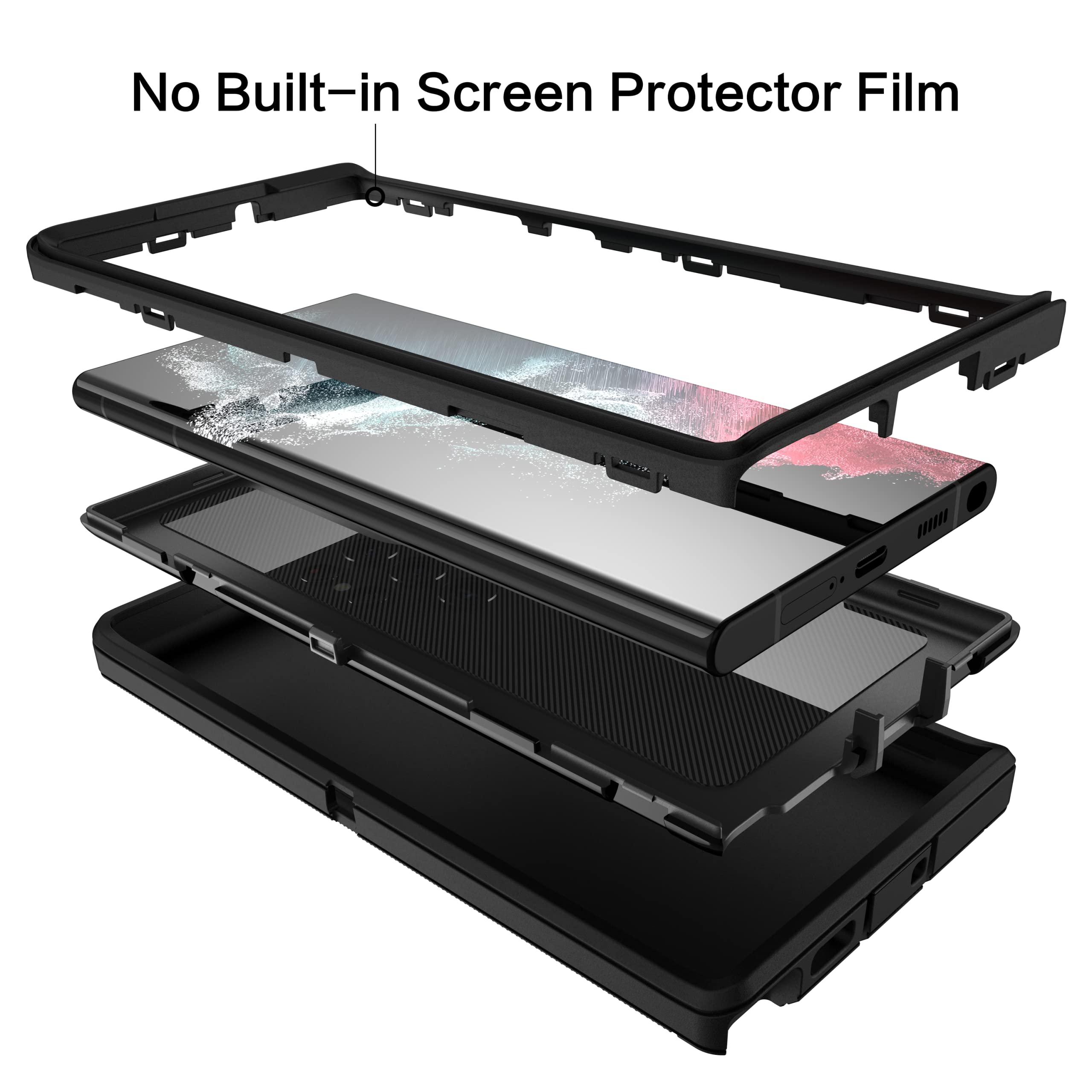 Mxx Case Designed For Galaxy S22 Ultra,Full Protection Heavy Duty Shockproof Rugged Bumper Dust Proof Cover Case For Samsung S22