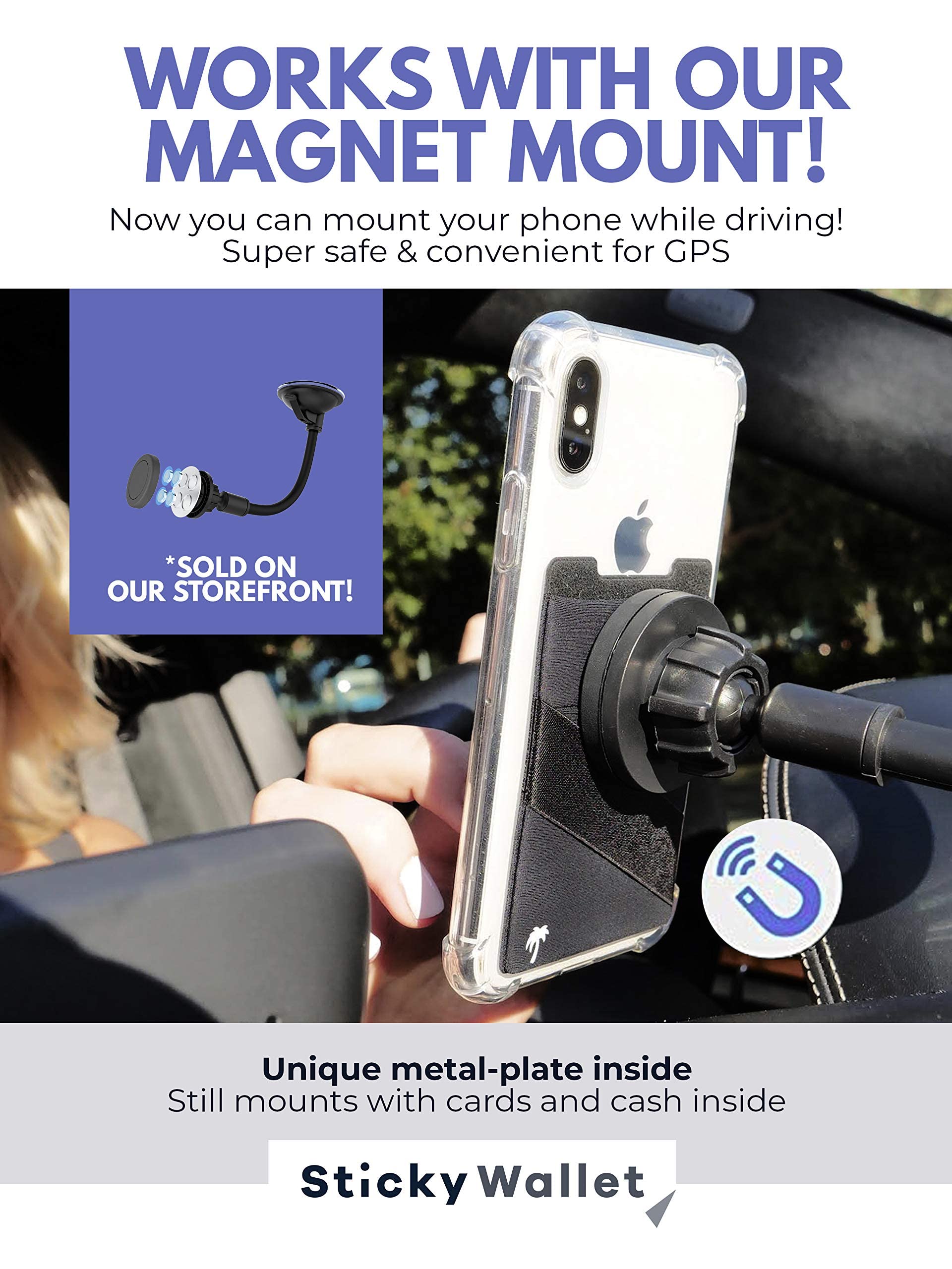 Lifestyle Designs The Stickywallet - Premium Spandex Stick-On Phone Wallet Card Holder For Any Case - Unique Double Pocket Desig