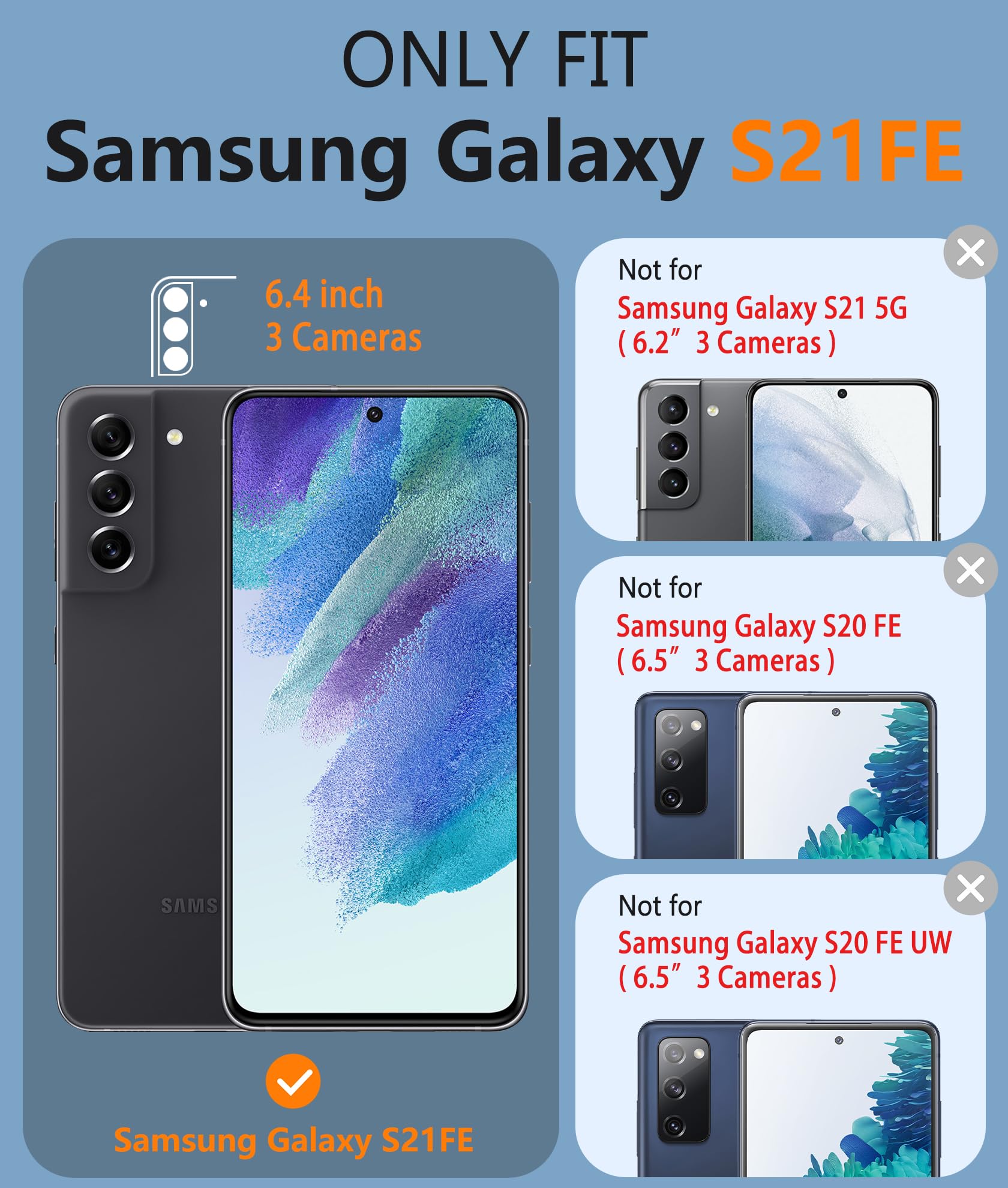 Jxvm For Samsung Galaxy S21 Fe Case: Dual Layer Protective Heavy Duty Cell Phone Cover Shockproof Rugged With Non Slip Textured