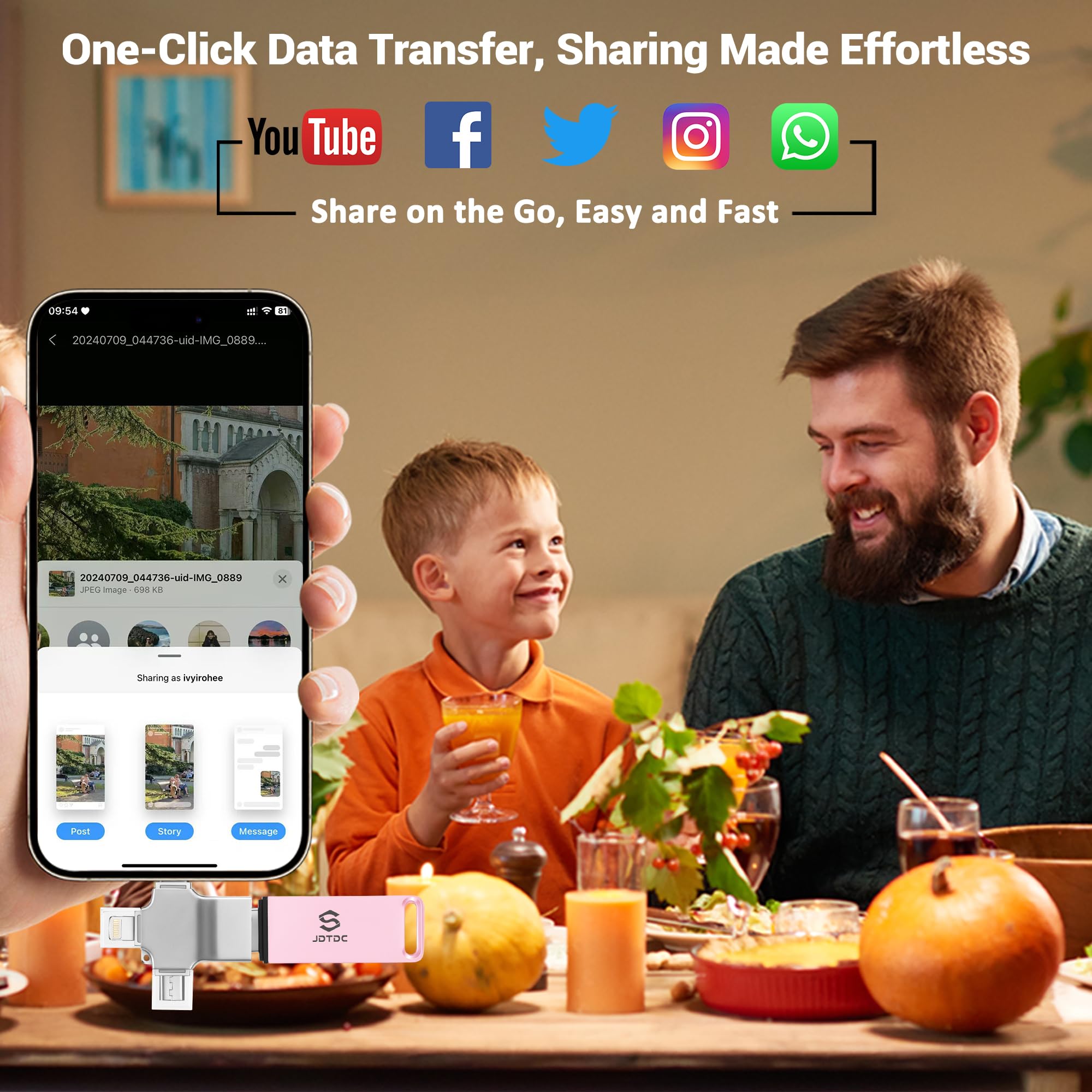 512Gb Auto Backup Photo Stick   Secure & Easy Photo Saver For Iphone, Android & Ipad