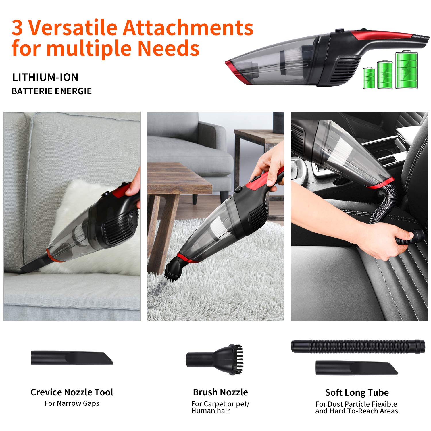 Fityou Handheld Vacuum Cleaner Cordless, Rechargeable (Usb Charge), Powerful Suction Cleaner, Portable Hand Vacuum For Pet Hair