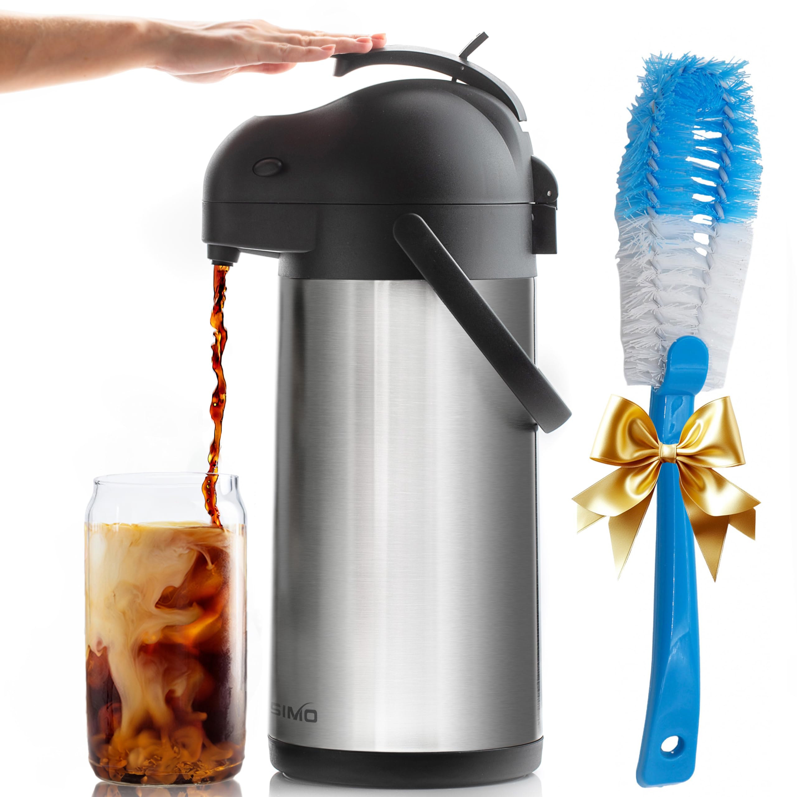 Coffee Carafe Airpot & Cleaning Brush   101Oz / 3L Airpot 24 Hours Hot Or Cold Drink   Coffee Carafes For Keeping Hot Extra Larg