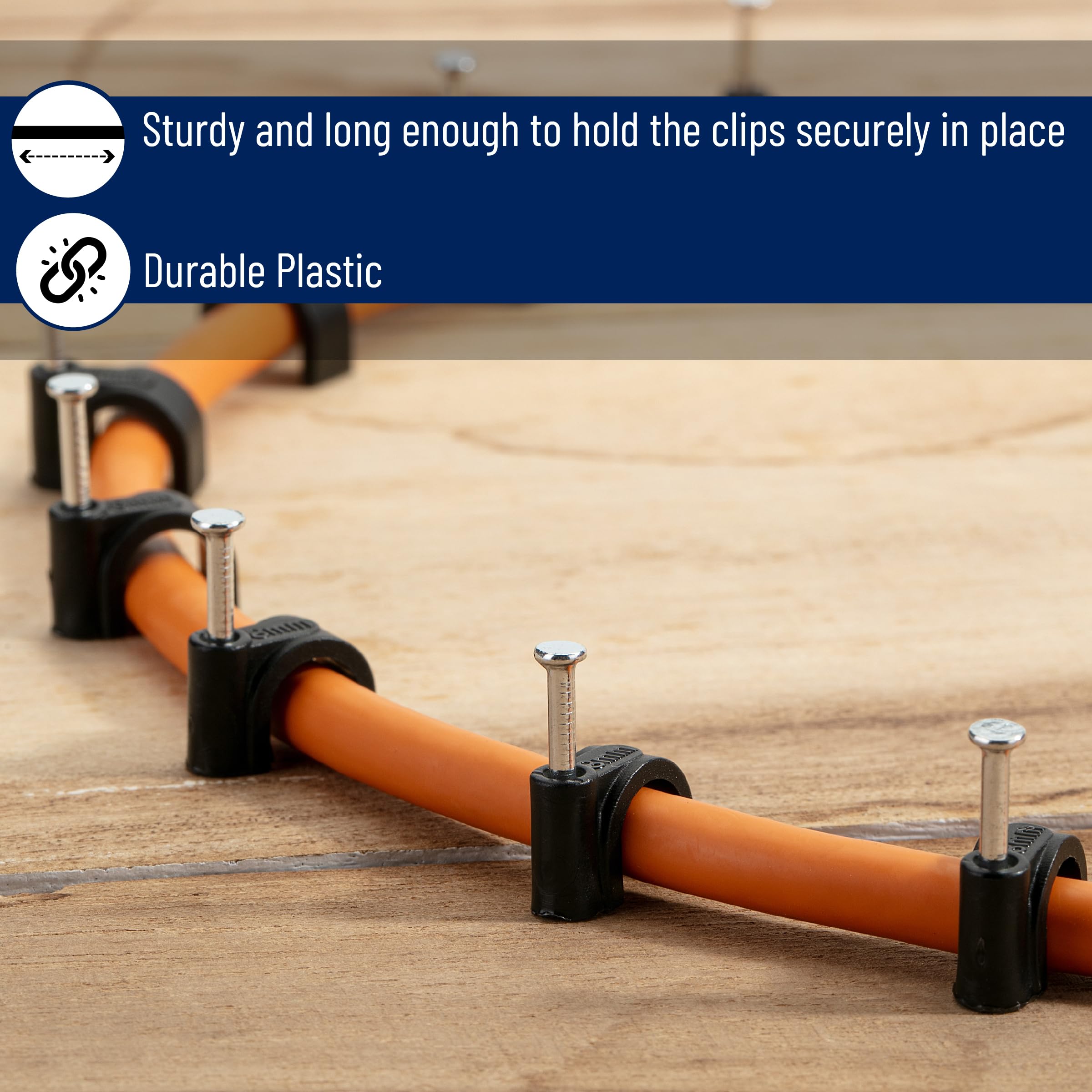 Bates  Cable Clips With Steel Nails, 360 Pcs, Black, 4Mm 5Mm 6Mm 8Mm 10Mm, Cord Clips For Wires On Wall, Cable Wall Clip, Wire W