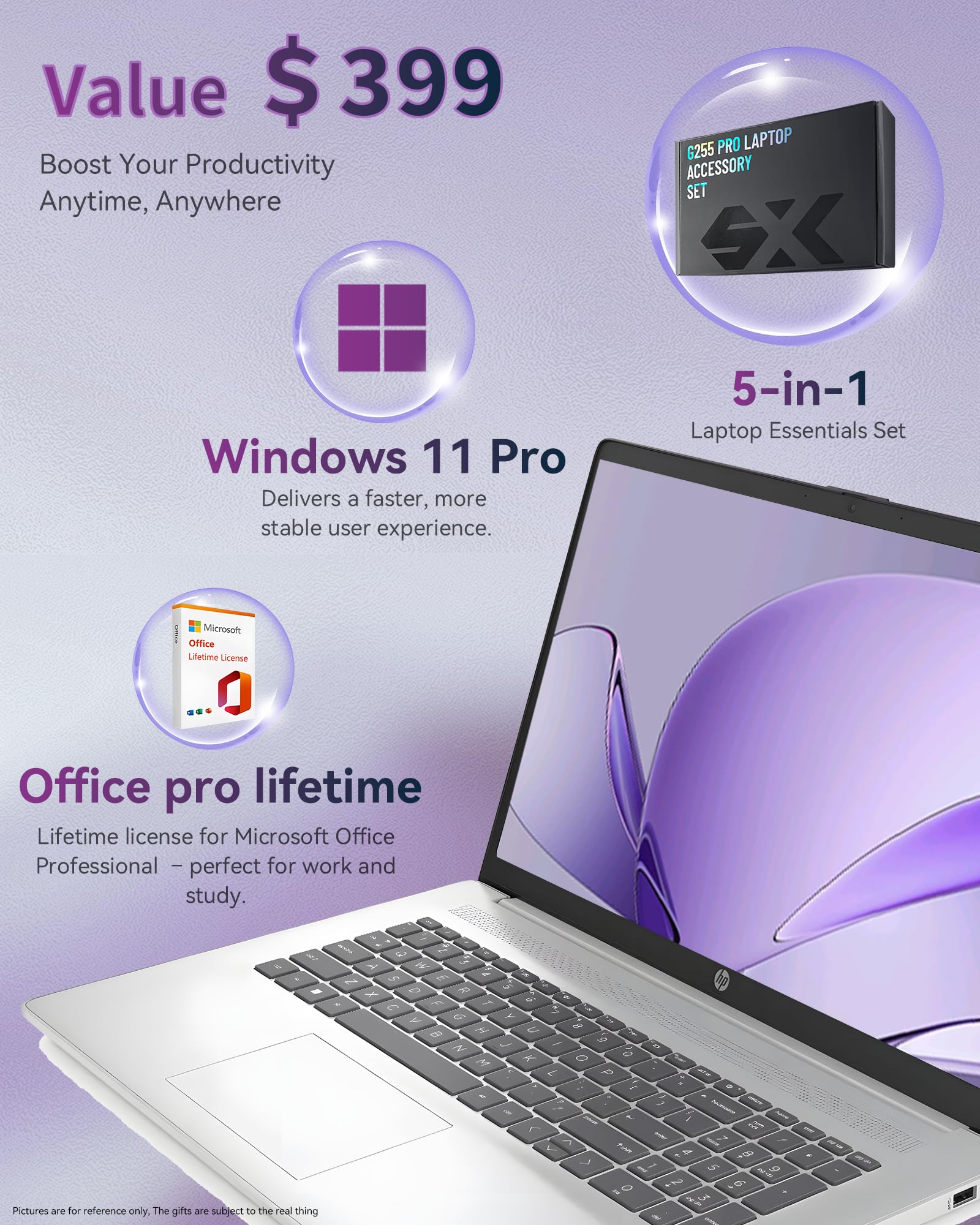 Hp 17 Inch Laptop For Business And Students, Ms Office Lifetime - Wins 11 Pro, Amd Ryzen 5 (Beats I7-1165G7), 17.3'' Fhd, Copilo