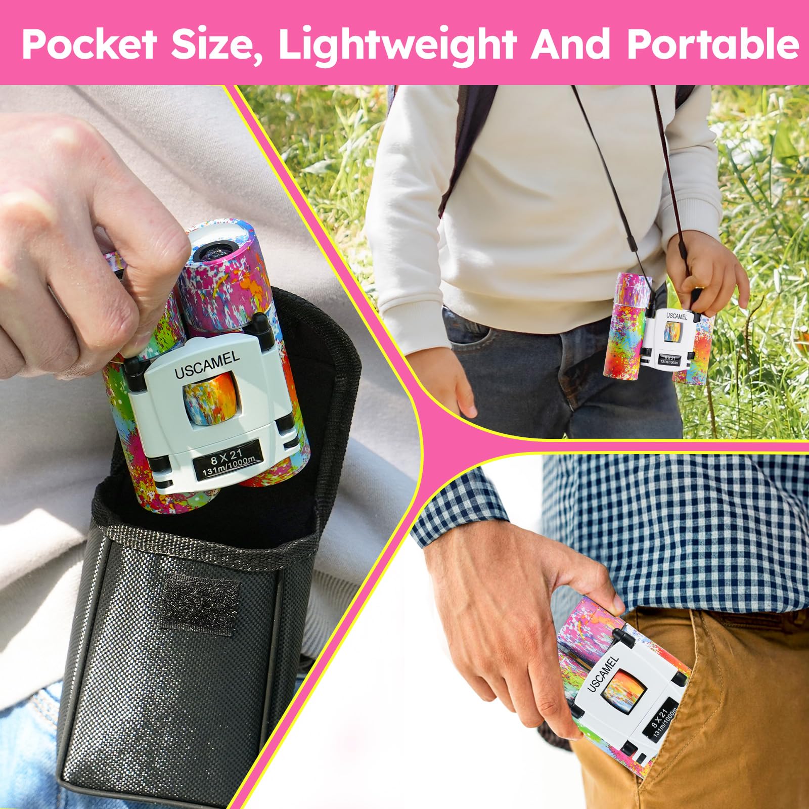 Uscamel Binoculars Kids And Adults, 8  21 Small Binoculars, Fmc Lens Waterproof Compact Binocular For Bird Watching, Travel, Cam