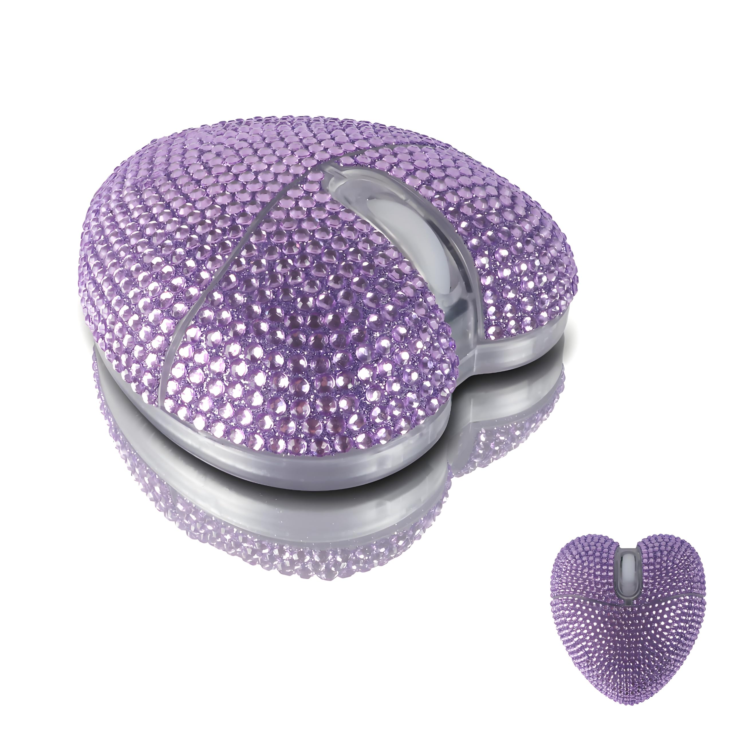 elec Space Wireless Bluetooth Mouse, Silent and Stylish Heart-Shaped Mouse for Laptop, PC - 10m Range (Purple)
