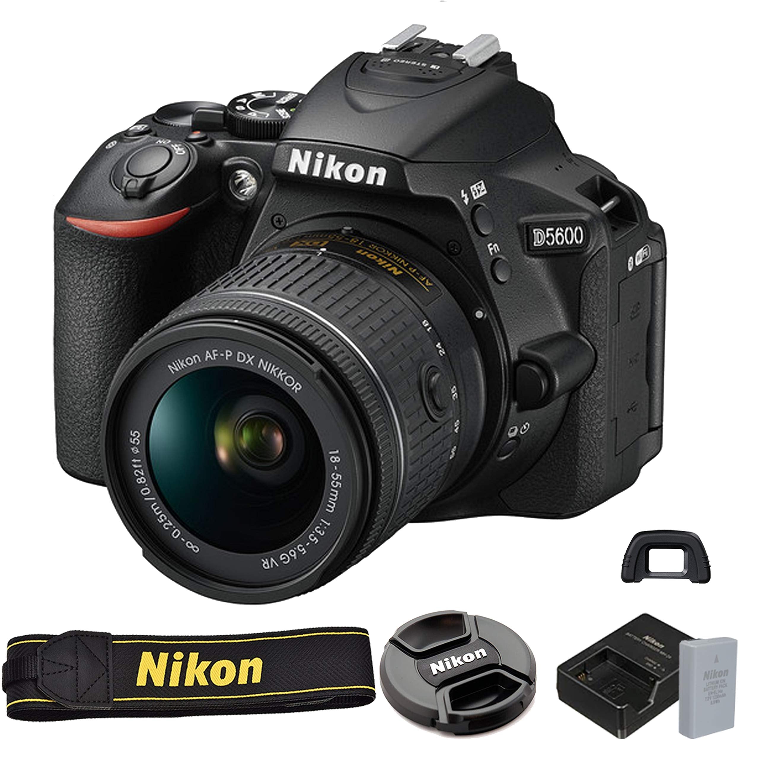 Nikon D5600 Dslr Camera With 18 55Mm Vr And 70 300Mm Lenses + 128Gb Card, Tripod, Flash, And More (20Pc Bundle)