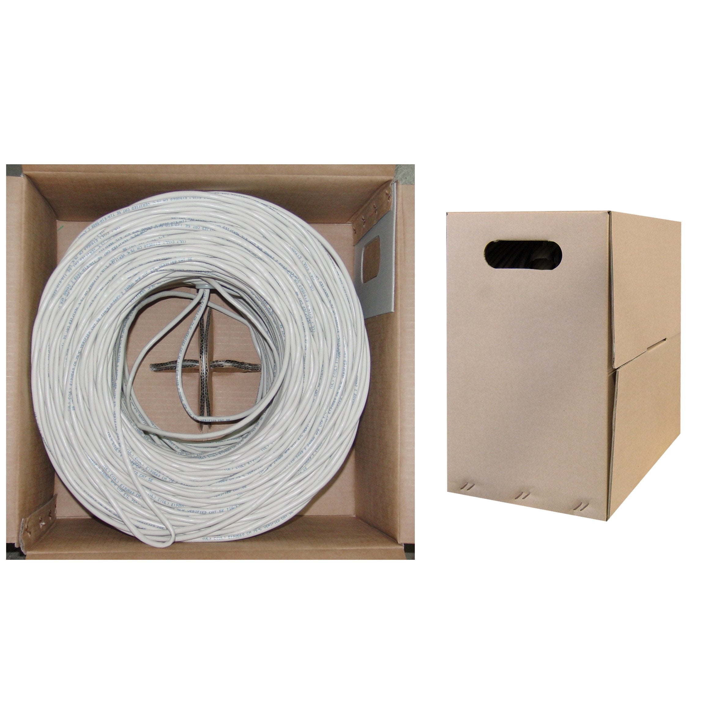 Accl 1000Ft Cat5E Utp Ethernet Cable, Solid, Pullbox, White, 1Pk