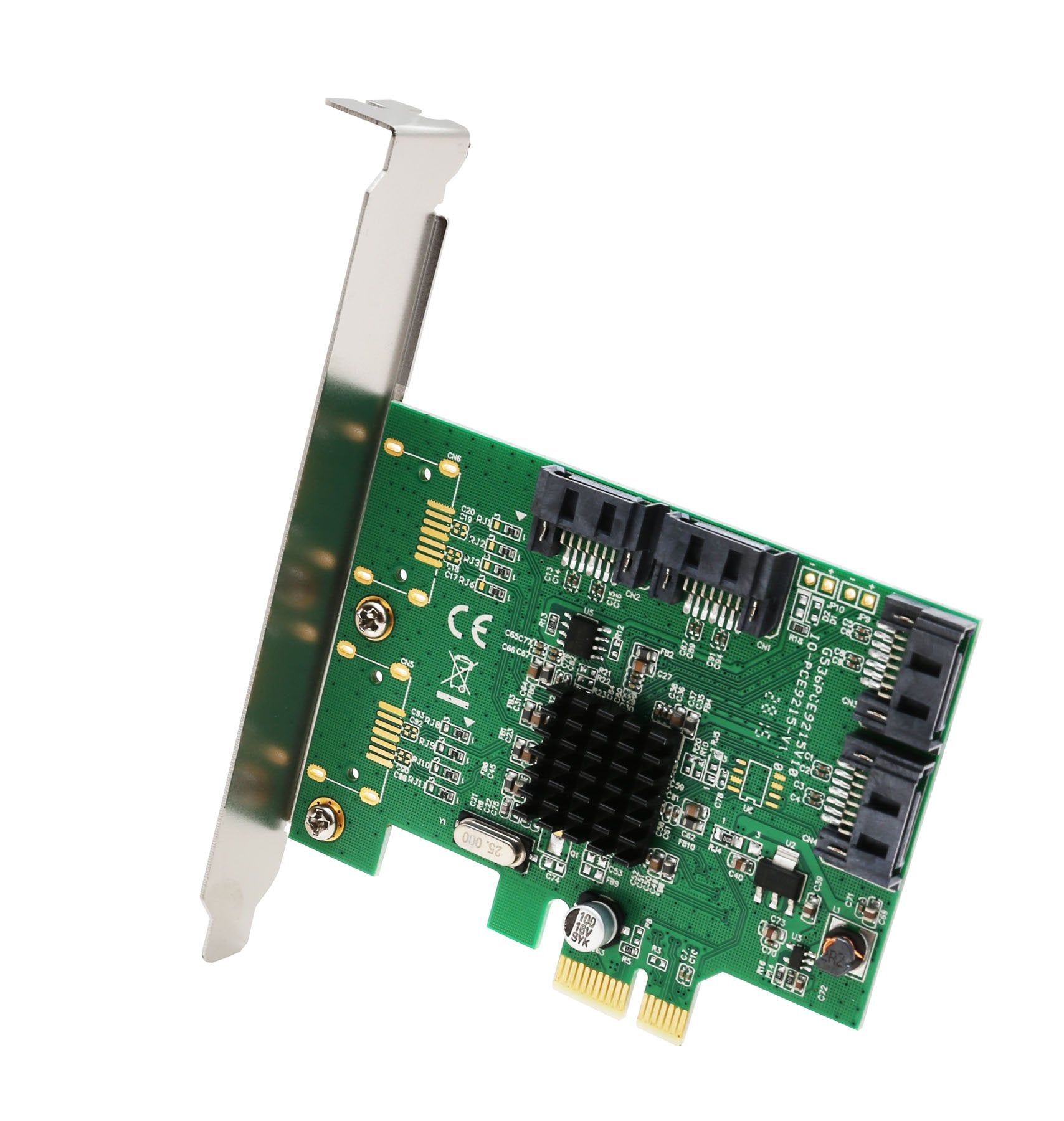 PCIe 2.0 x1 4 Port SATA III Non-RAID Card, Marvell 9215, with Low Profile Bracket
