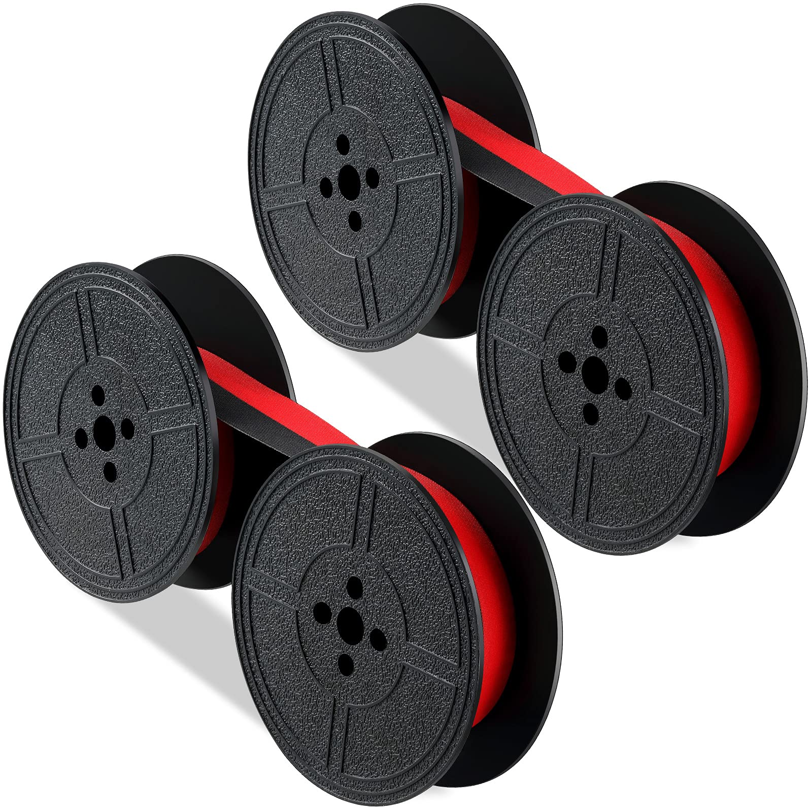 Jecery 2 Pairs Universal Typewriter Ribbon Twin Spool Vintage Typewriter Ink Ribbon Twin Spool Replacement Pack(Red, Black)
