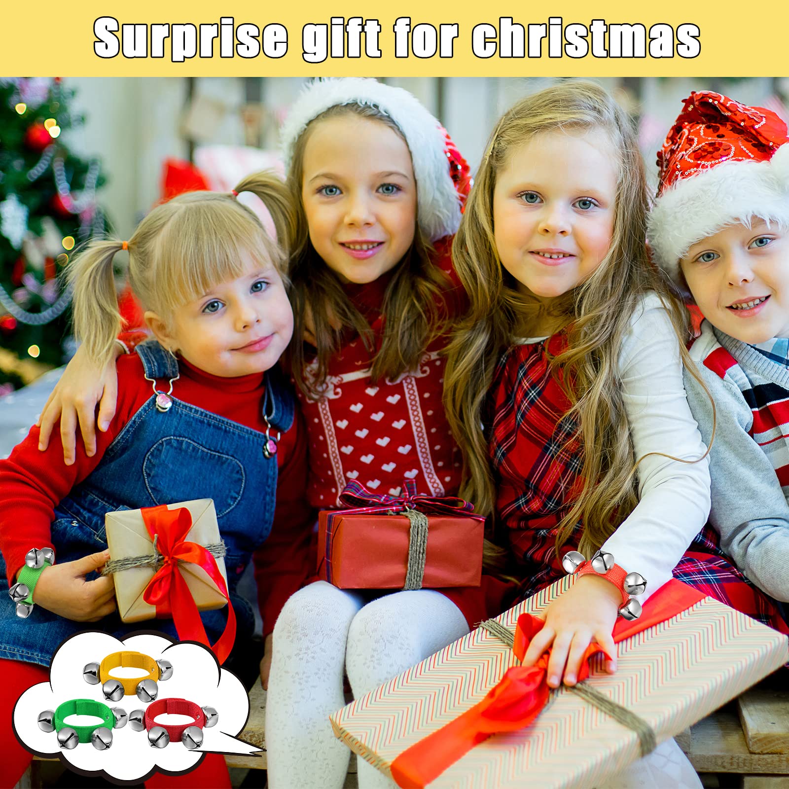 48 Pcs Wrist Band Jingle Bells 12 Musical Instruments Gift Hand Percussion Wrist Bells Wrist Shaking Music Bells For Kids Adjust