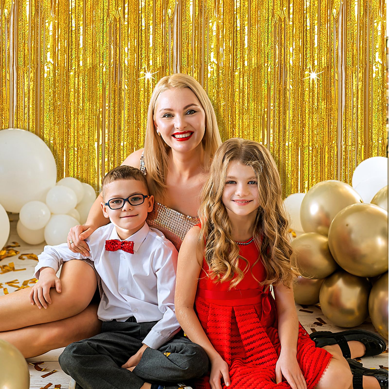 3 Pack Gold Backdrop Birthday Decorations Foil Curtain Backdrop Gold Streamers Dance Party Decorations Photo Booth Props For Bac