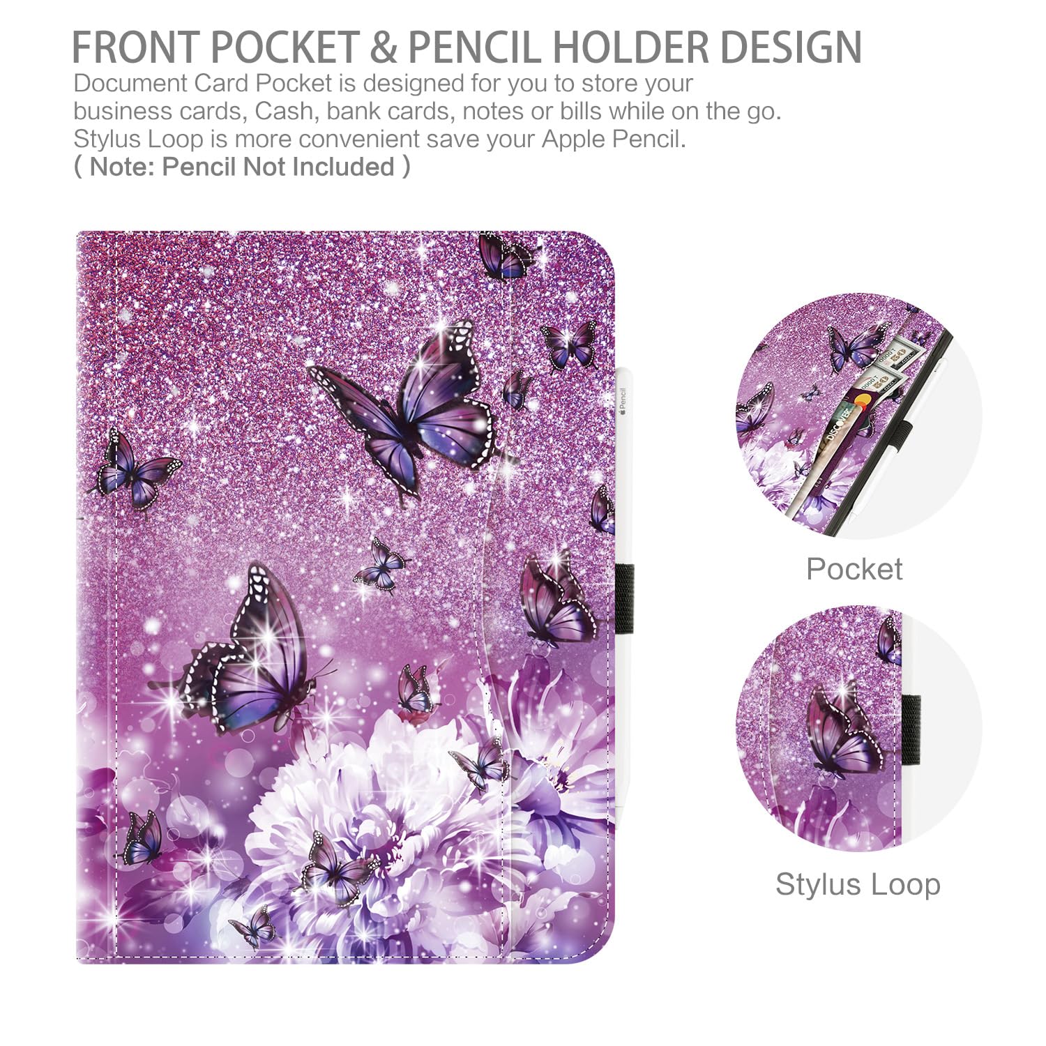 Ipad 10Th Generation Case, Ipad Case 10Th Generation With Pencil Holder Women Girls Multi Angle View Adjustable Stand Shockproof