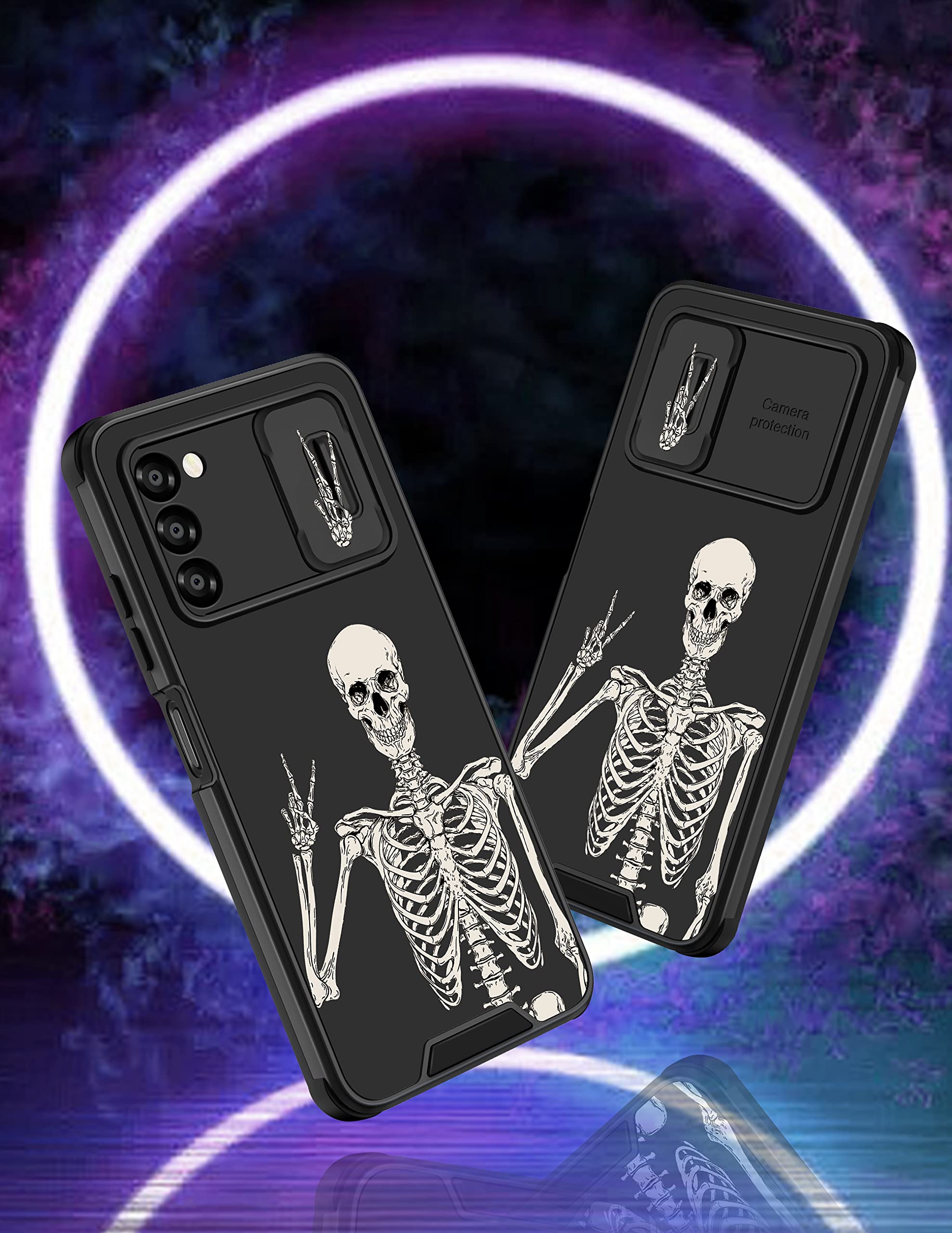 Goocrux For Samsung Galaxy A03S Case Skeleton Skull Women Girls Cute Gothic Phone Cover Cool Horror Design Goth Aesthetic With S