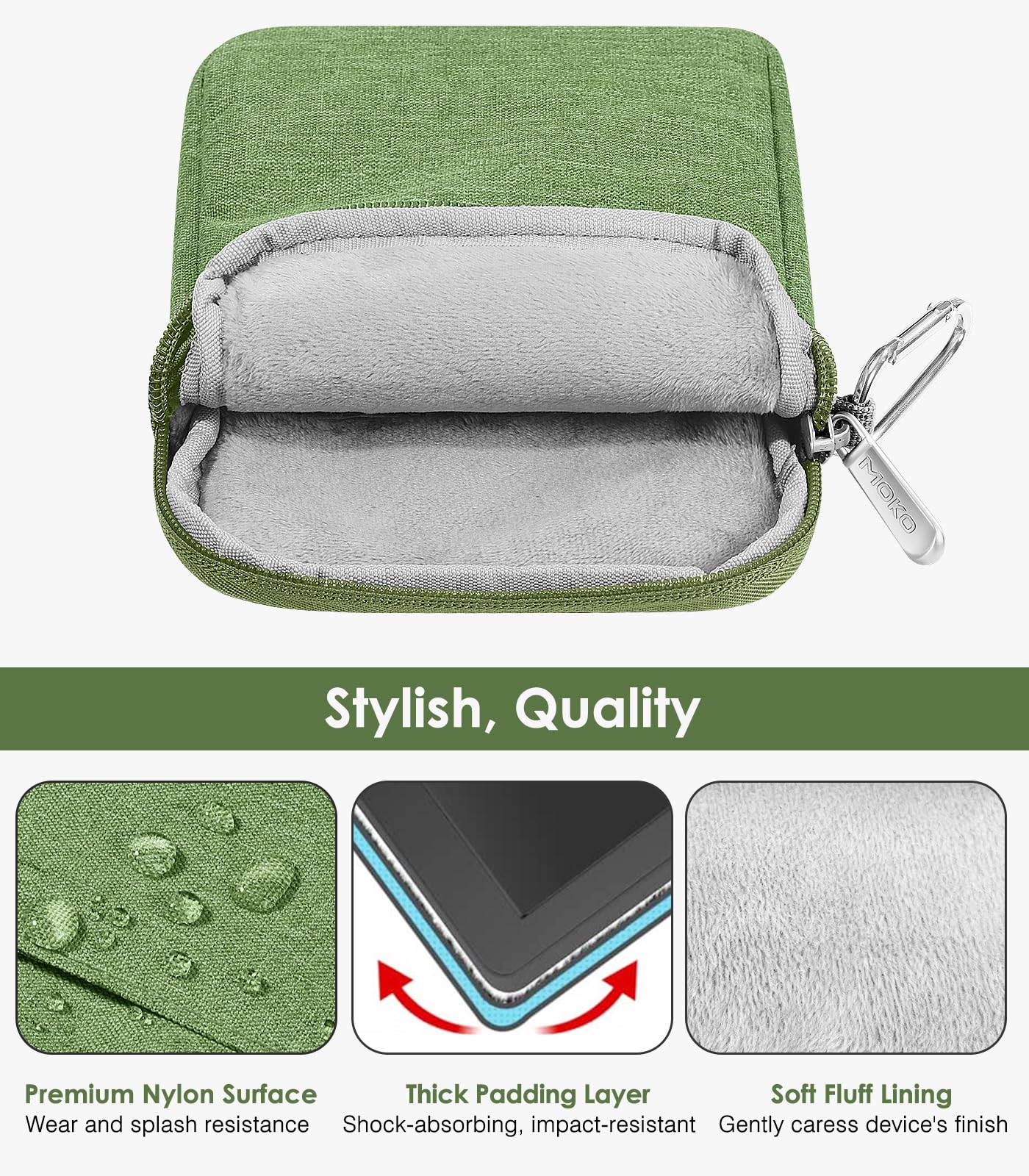 Moko 6 7 Inch Kindle Sleeve Bag, Protective Nylon Cover Compatible With Kindle Paperwhite 2021, Fire 7 2022, All New Kindle/Kids