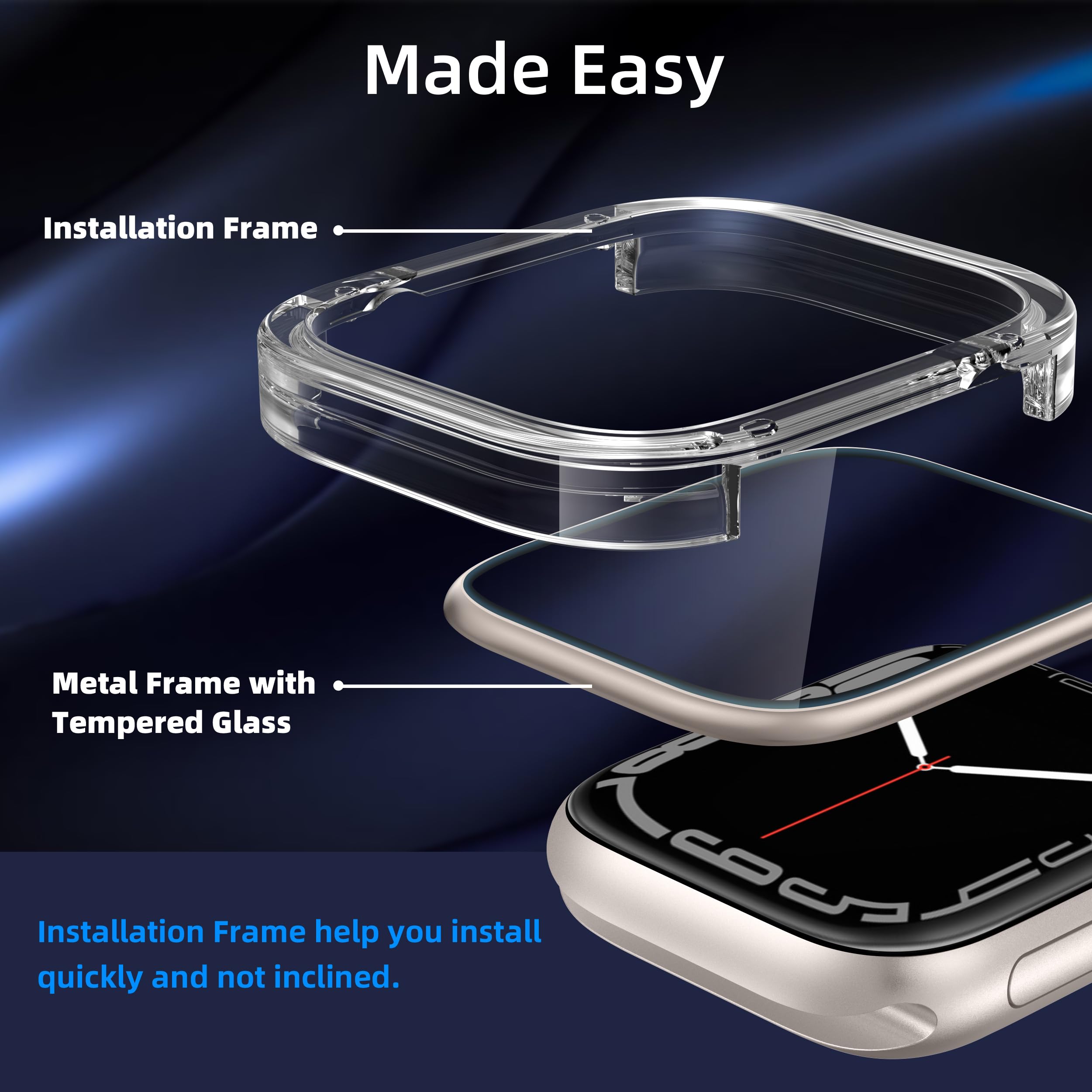 Swuu 2 Pack Tempered Glass Screen Protector With Metal Frame Compatible With Apple Watch Se2 Se Series 6 5 4 40Mm Screen Protect