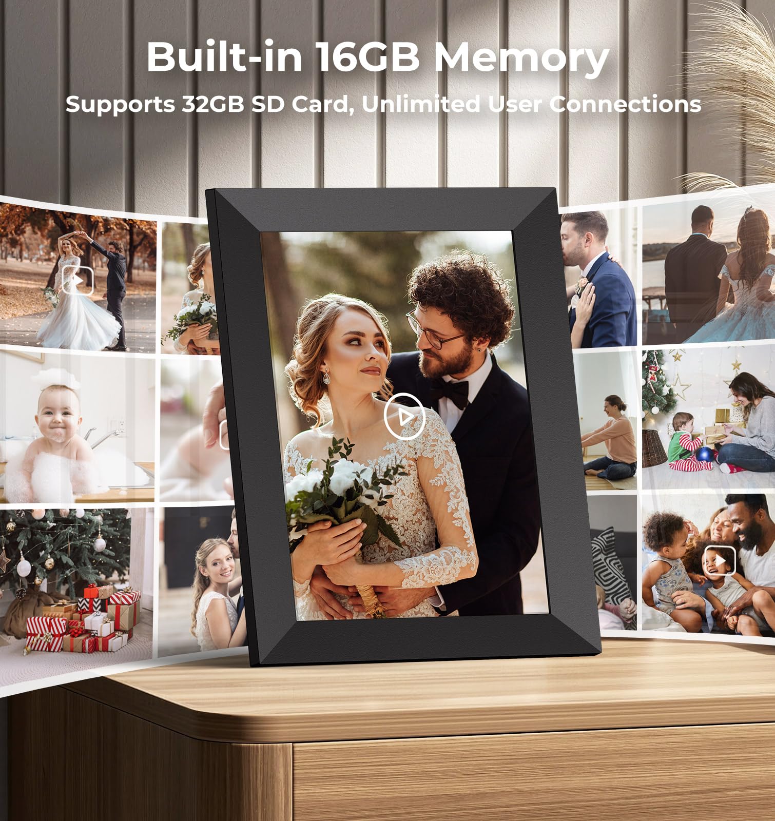 Frameo 10.1'' Digital Picture Frame Wifi Smart Photo Frame Electronic Digital Picture Frames Load From Phone 1280X800 Hd Ips Tou