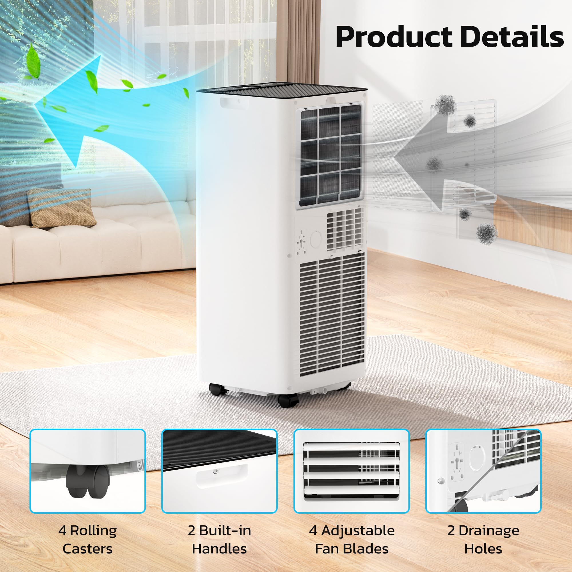 Zafro 8,000 Btu Portable Air Conditioners, 4 Modes Portable Ac Unit With Fast Cooling/Energy Saving/Remote Control/24Hrs Timer F