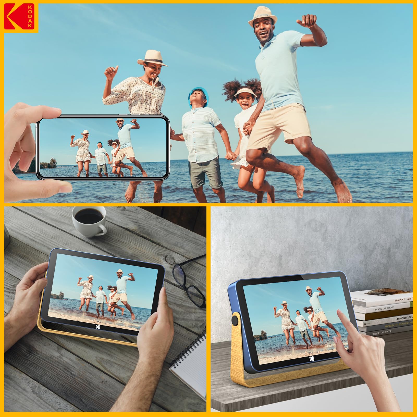 Kodak Wifi Digital Picture Frame 10.1 Inch With 16Gb Built In Memory,4000Mah Battery,1280 * 800 Touch Screen Cloud 2.4Ghz Wifi,