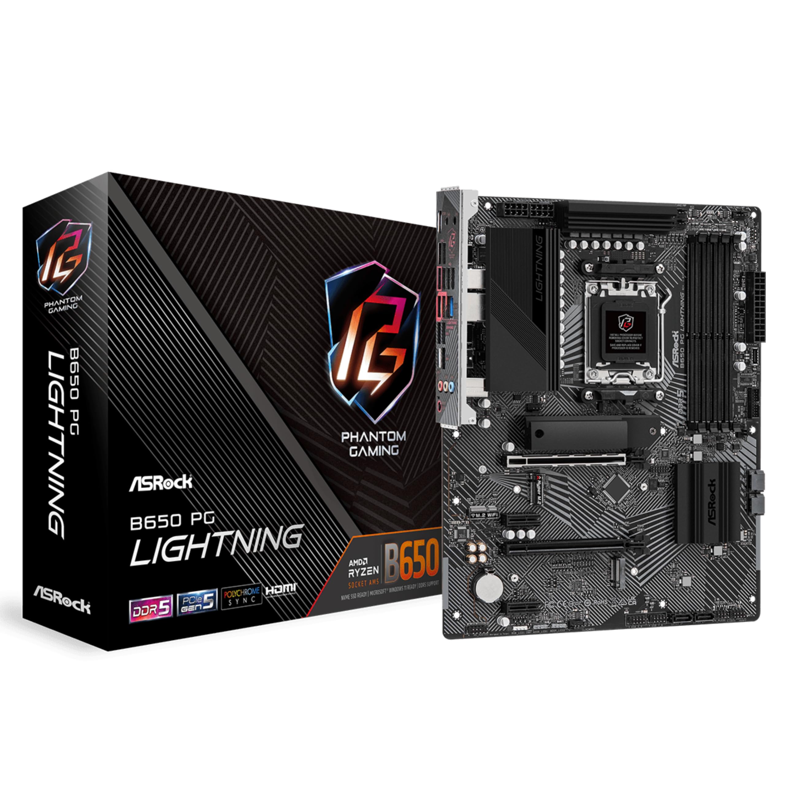 Asrock B650 Pg Lightning Amd Ryzen 7000 Series Processors Motherboard