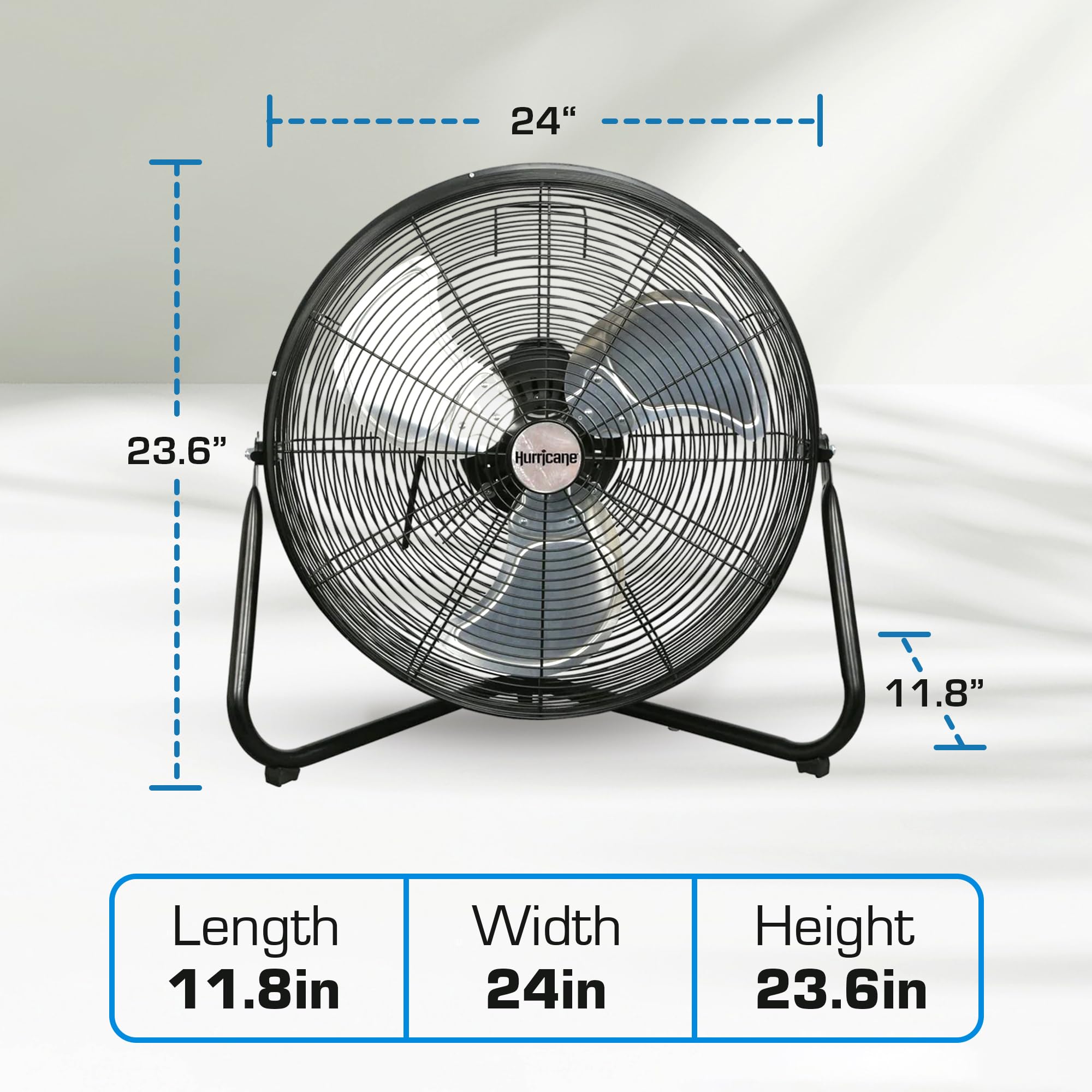 Hurricane Pro Series, 20 Inch High Velocity Heavy Duty Metal Orbital Floor Fan With 3 Adjustable Speed Settings And 360 Degree O
