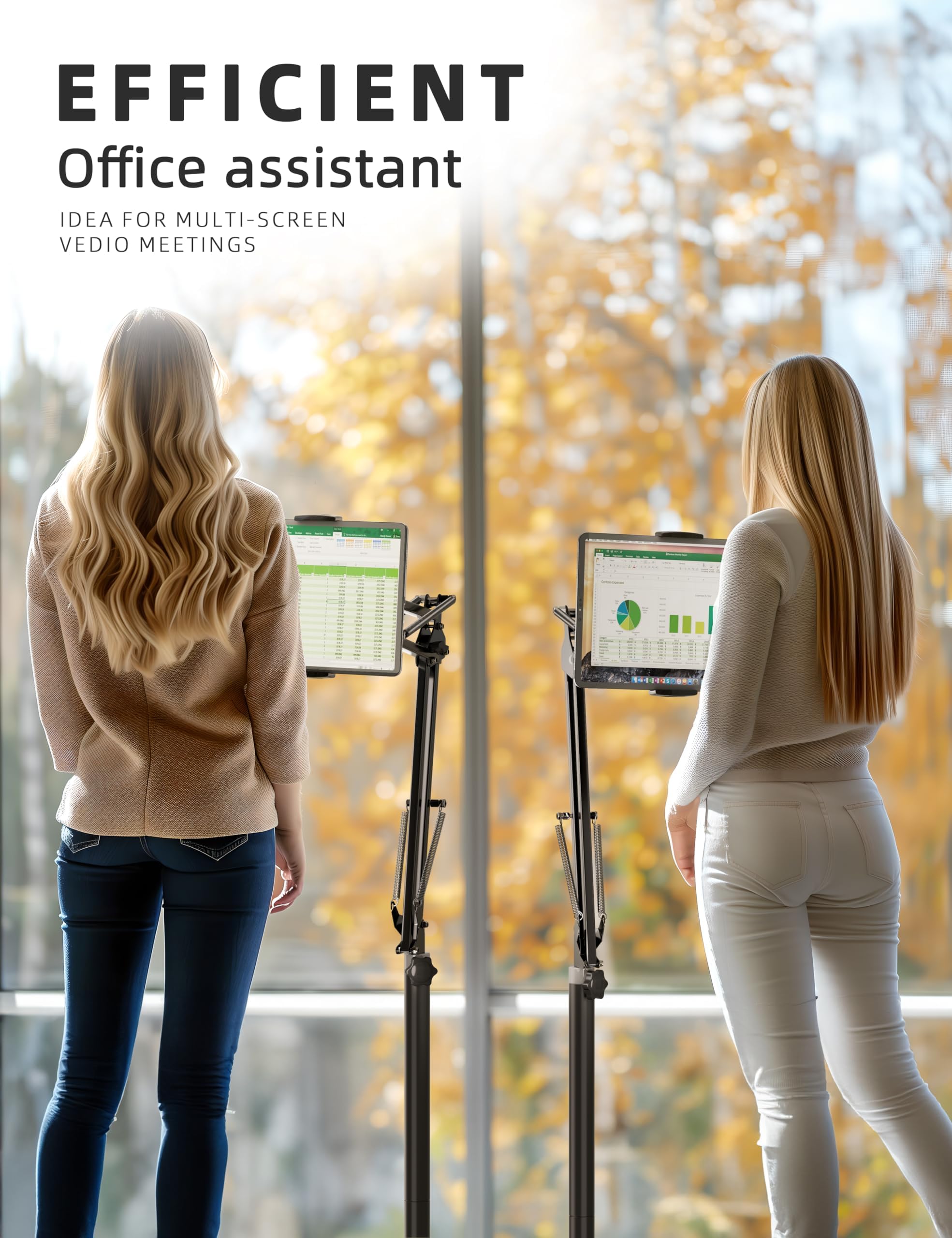 Bluusuuk Tablet Floor Stand With 11Lb Stable Base   Adjustable Height Stretchable Arm Swivel Holder Mount, Compatible With Ipad