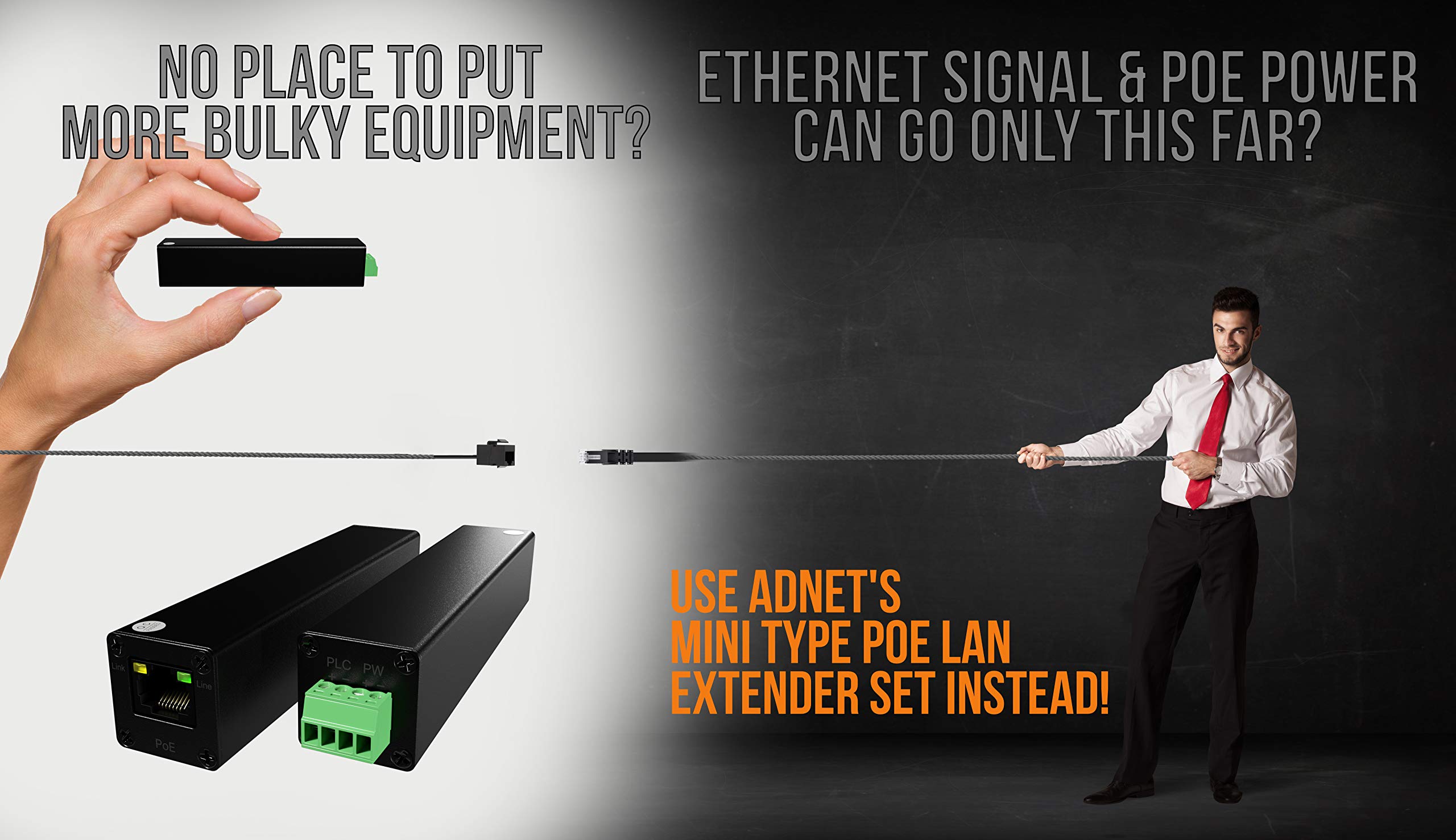 Mini Size 800M 2600Ft Poe Lan Extender Over Twisted Utp Kit Bnc Or Copper Wire   Poe Camera Or Other Remote Ethernet Device Repe