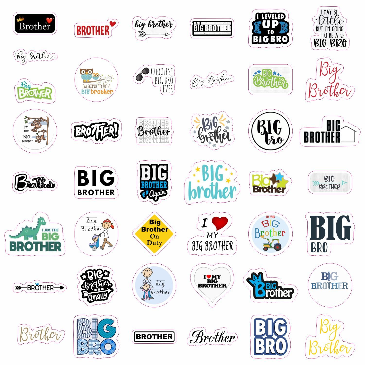 Big Brother Stickers For Water Bottle And Laptop   Big Brother Party Favors & Decorations, Waterproof Vinyl Decals, Sibling And