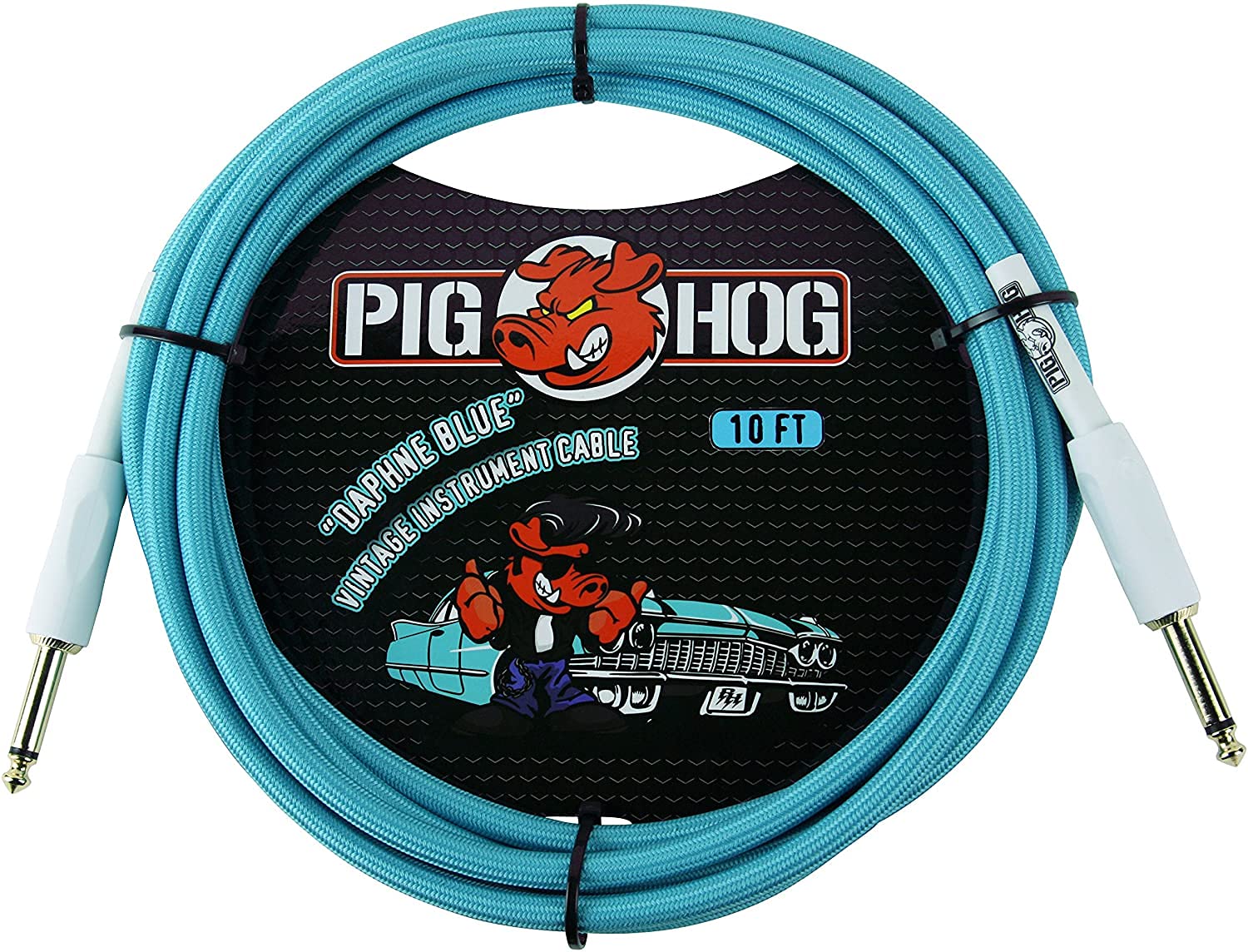 Pig Hog ''Daphne Blue'' Woven Jacket Tour Grade Instrument Cable, 10-foot