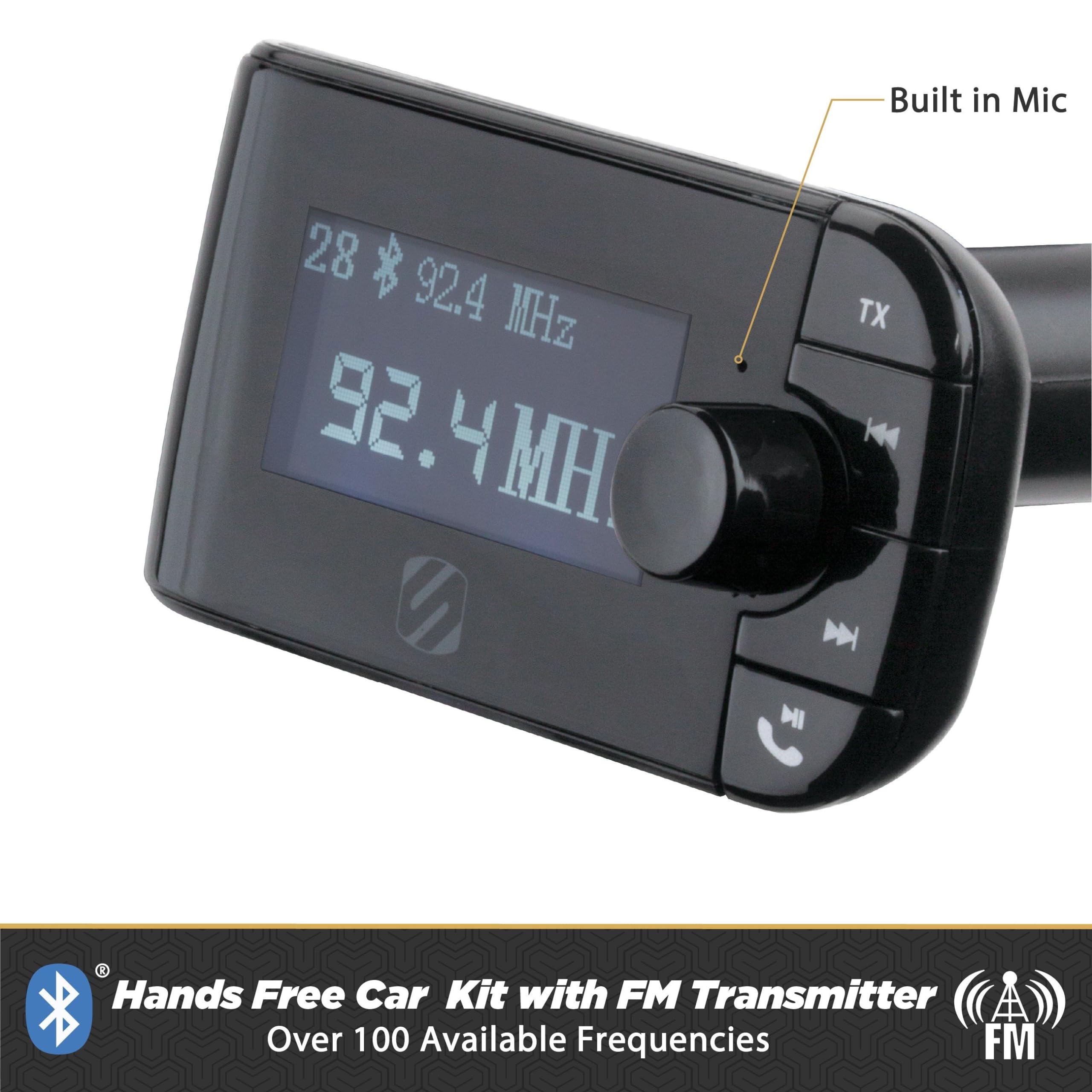 Scosche SBTFM2 XCES0 Select Bluetooth 5.0 FM Transmitter w/ Dual USB Charger Ports, LCD Screen & Aux Port, Wireless Radio Bluetooth Audio Adapter, Hands Free Car Kit for Phone Calls & MP3 Music Player