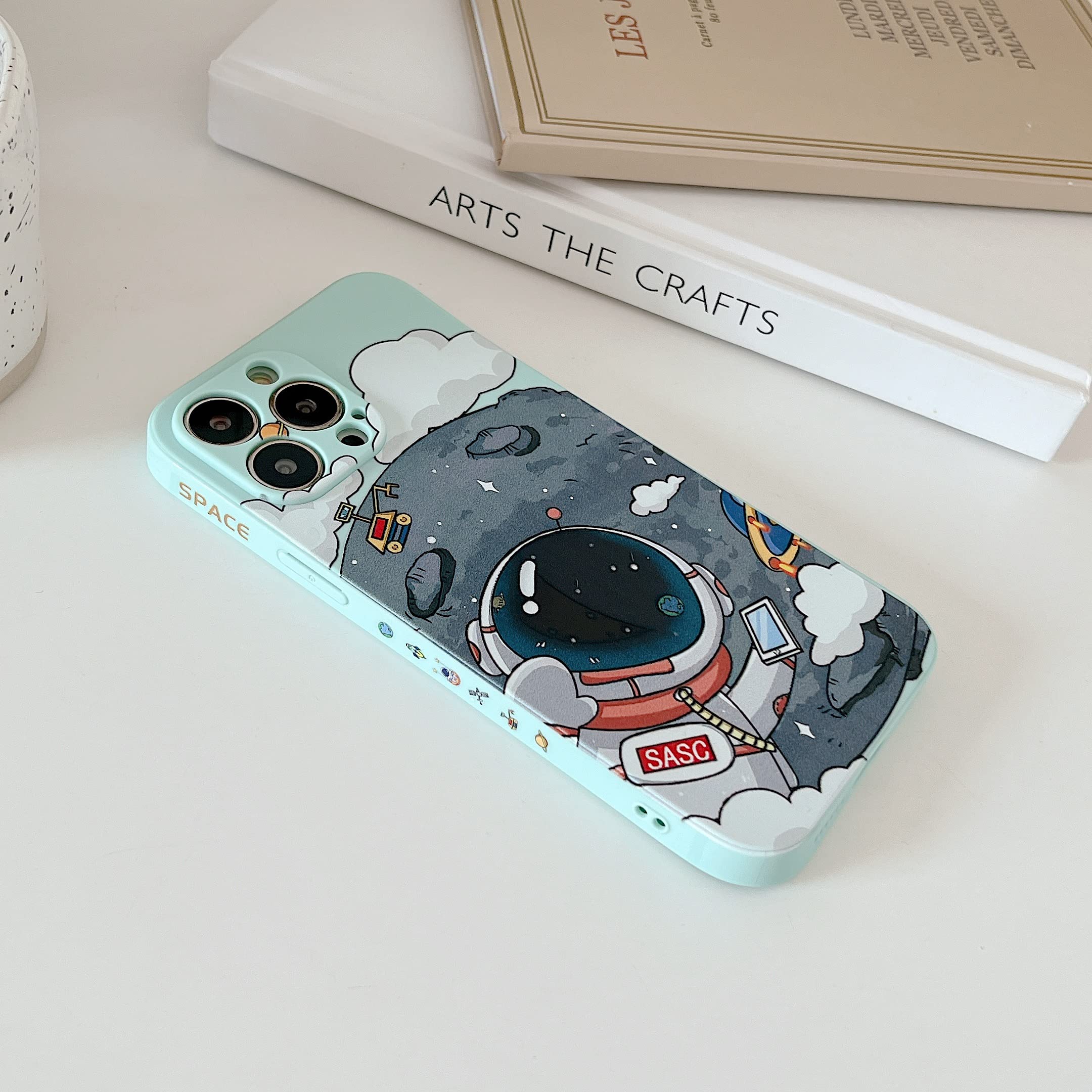 Yonds Queen For Iphone 12 Pro Cute Case, Cool Cartoon Astronaut Planet Moon Space Design Stylish Soft Tpu Bumper Shockproof Anti