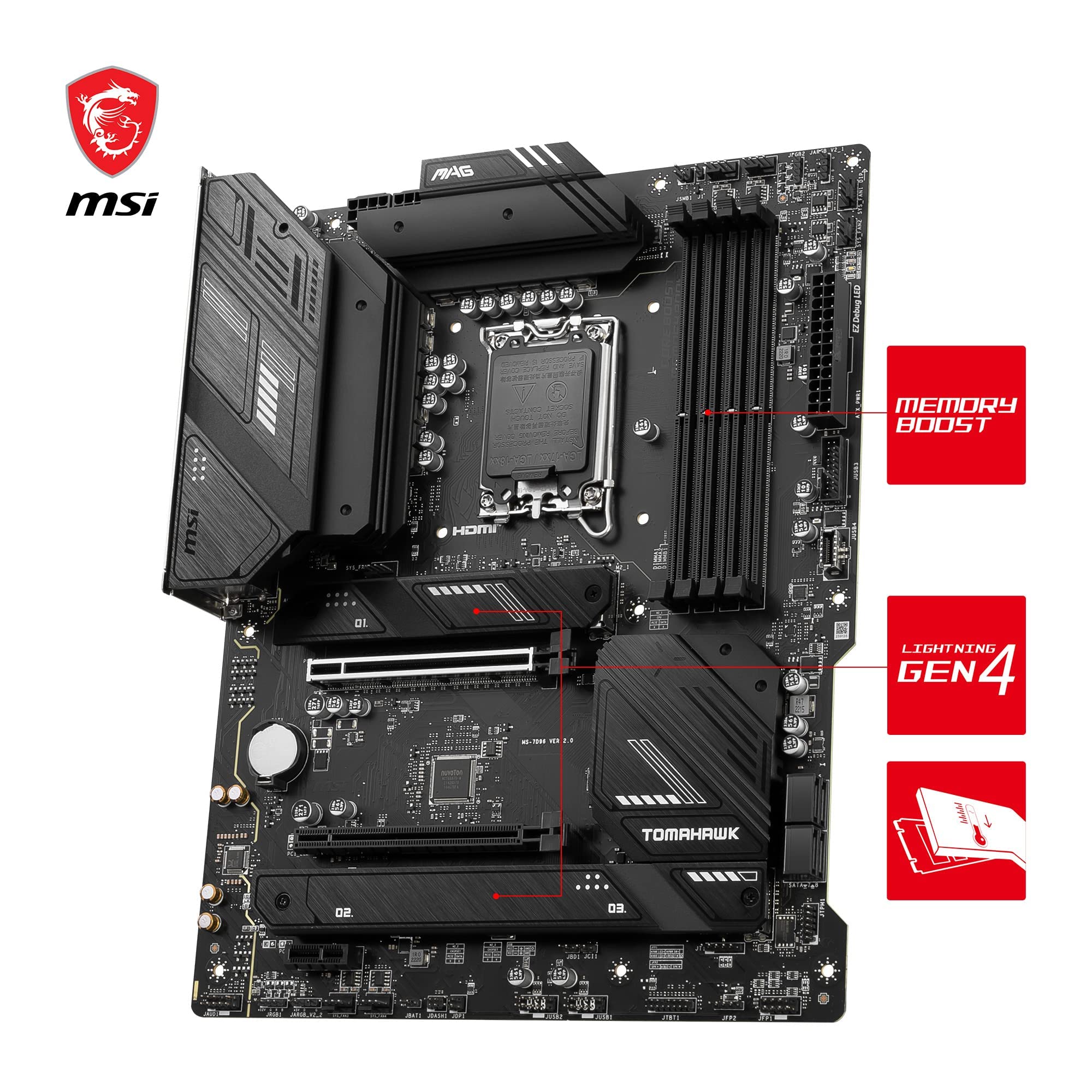 Msi Mag B760 Tomahawk Wifi Motherboard Lga 1700 Atx