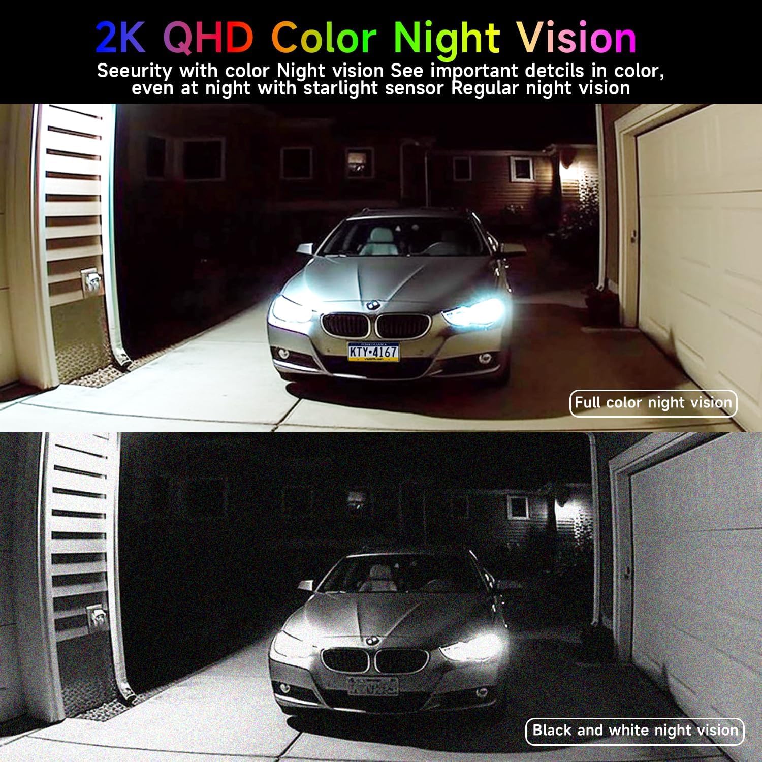 2Pack Security Cameras Wireless Outdoor, 2K Battery Wifi Surveillance Indoor Home Camera With Ai Motion Detection Spotlight Siren Alarm, Color Night Vision, 2 Way Talk, Waterproof, Cloud/Sd Storage