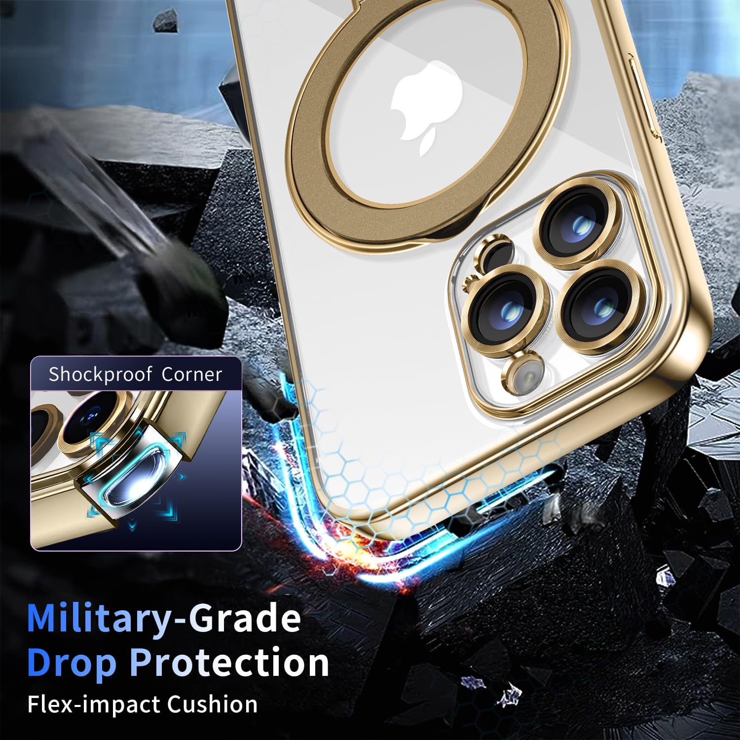 Magnetic For Iphone 15 Pro Max Case With Invisible Stand[Compatible With Magsafe][Full Camera Lens Protector][Military Drop Prot