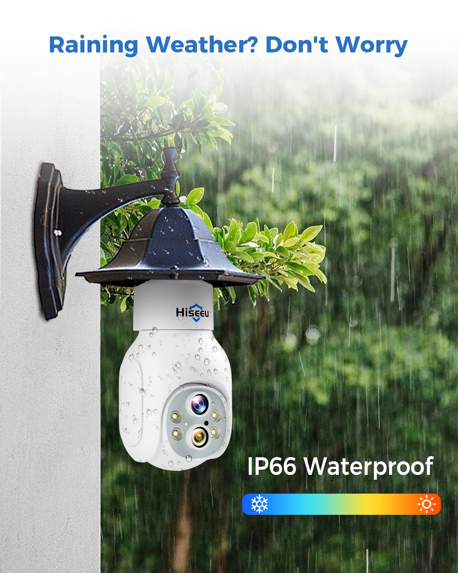 Hiseeu Dual Lens Light Bulb Security Camera Wireless Wifi 2.4Ghz,10X Zoom Ptz Light Socket Security Camera Waterproof, 2 Way Aud