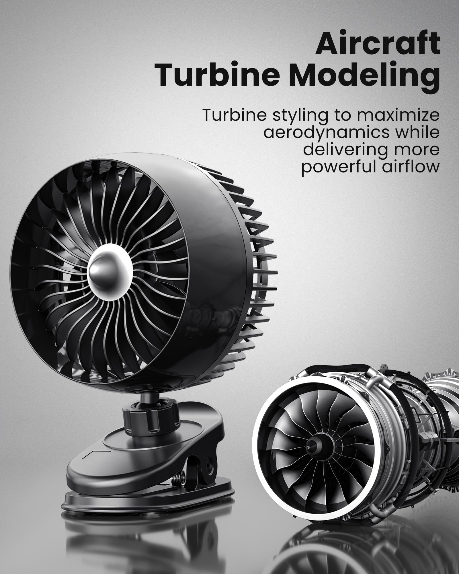 Koonie Usb Clip On Fan, Strong Wind Ultra Quiet Small Desk Fan With Strong Clamp, More Than 360 Adjustable, 3 Speeds Usb C Corde